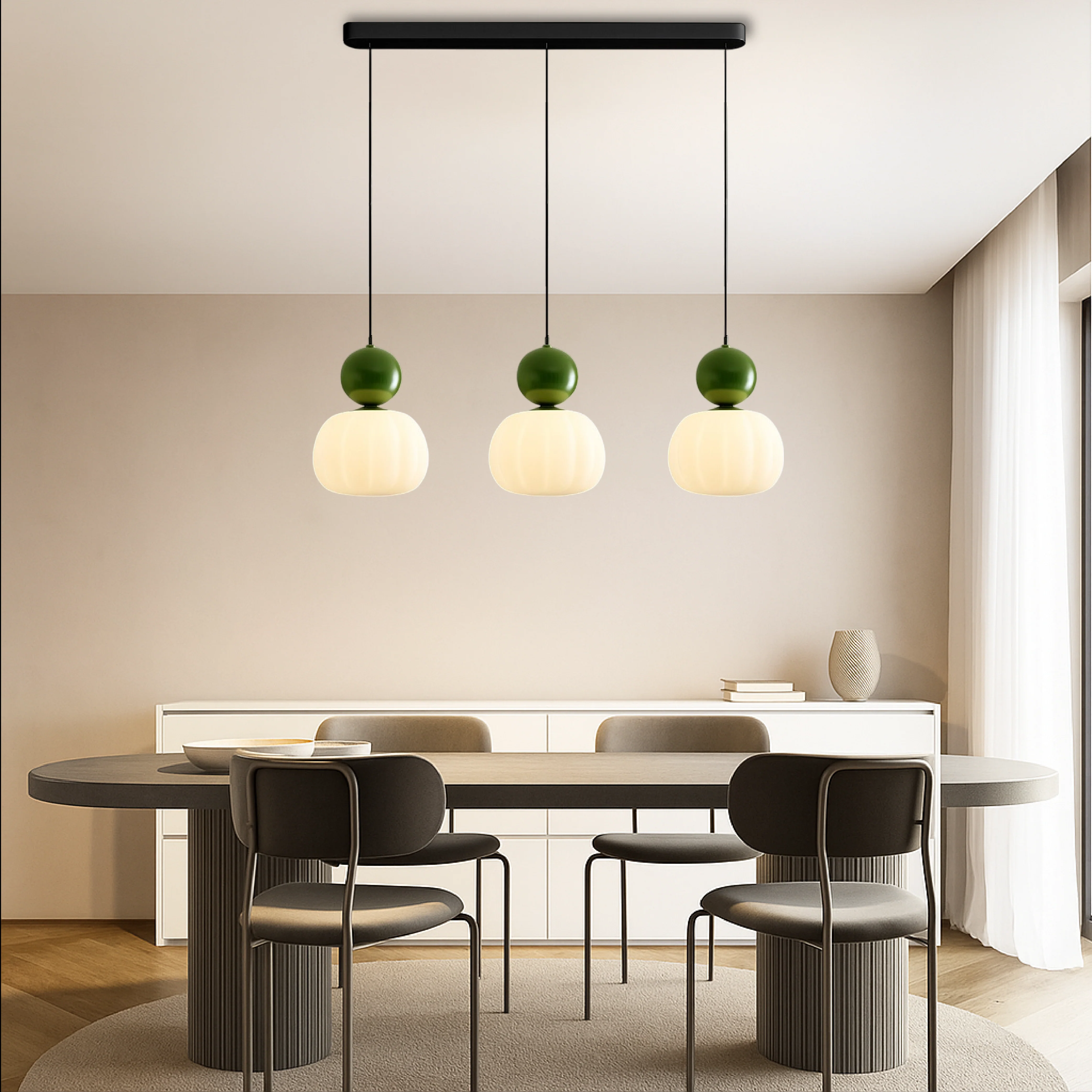 Art Deco Pendant Light in Brass Finish for Dining Room, Dimmable - Image 3