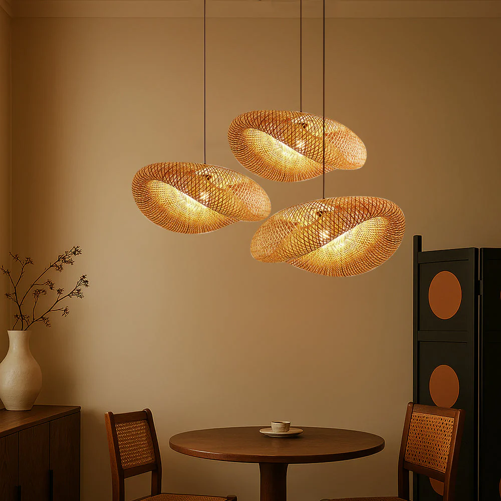 Bamboo Pendant Light - Natural Wood Ceiling Fixture for Dining Room - Image 6