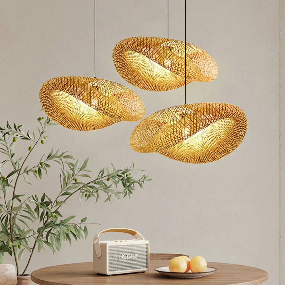 Bamboo Pendant Light - Natural Wood Ceiling Fixture for Dining Room - Image 8