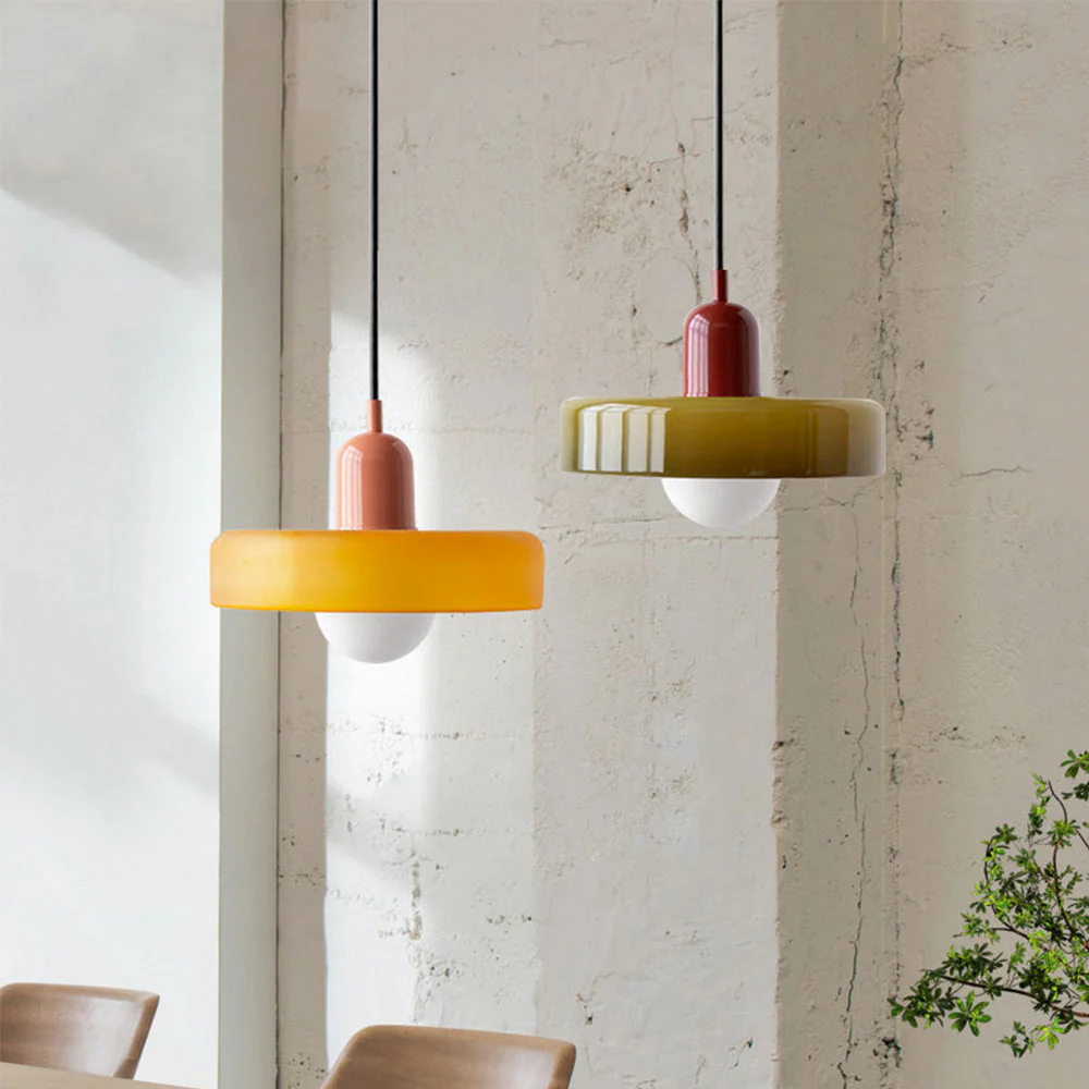 Bauhaus-Inspired Colored Glass Pendant Light