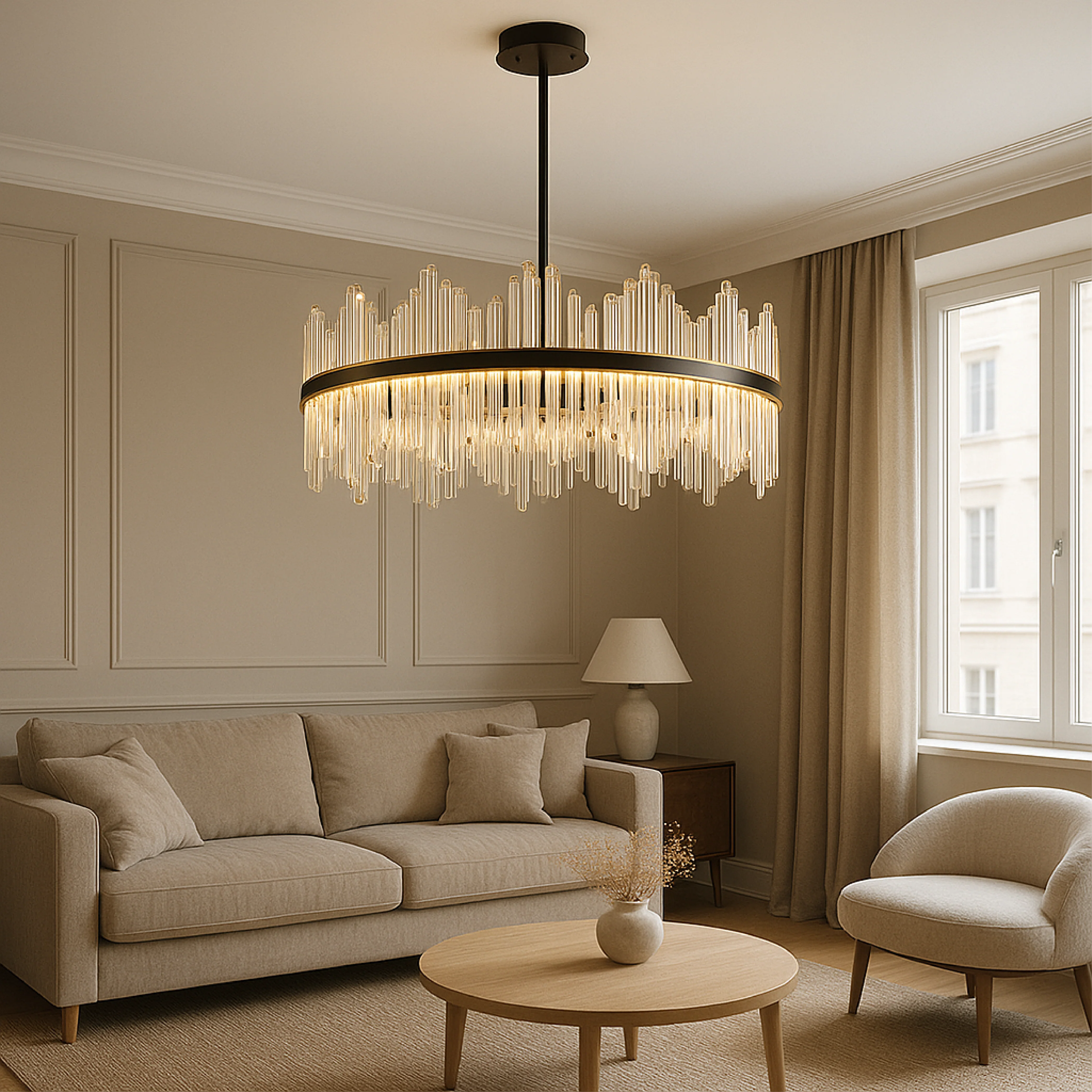 Black Crystal Chandelier with Sparkling Drops