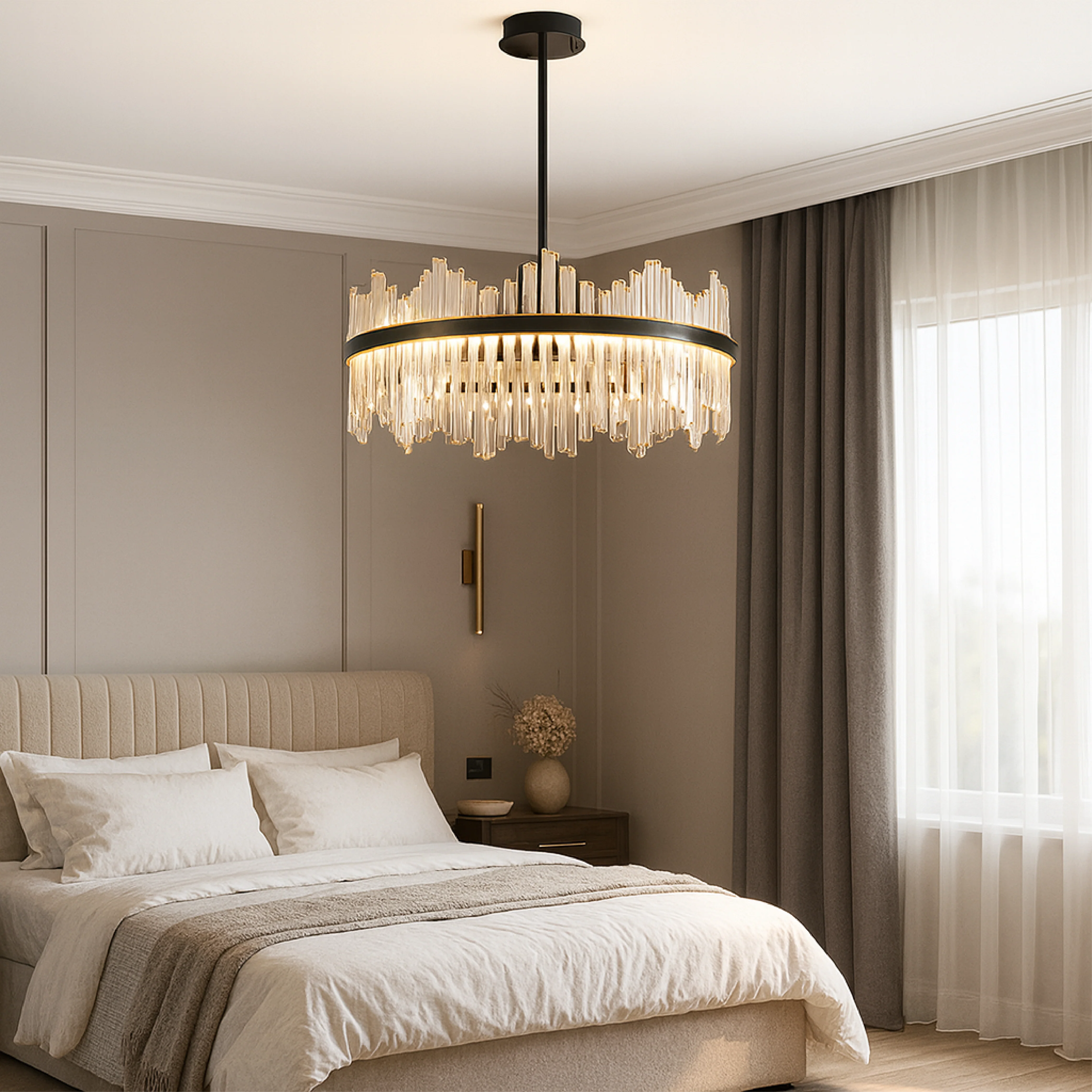 Black Crystal Chandelier with Sparkling Drops - Image 5