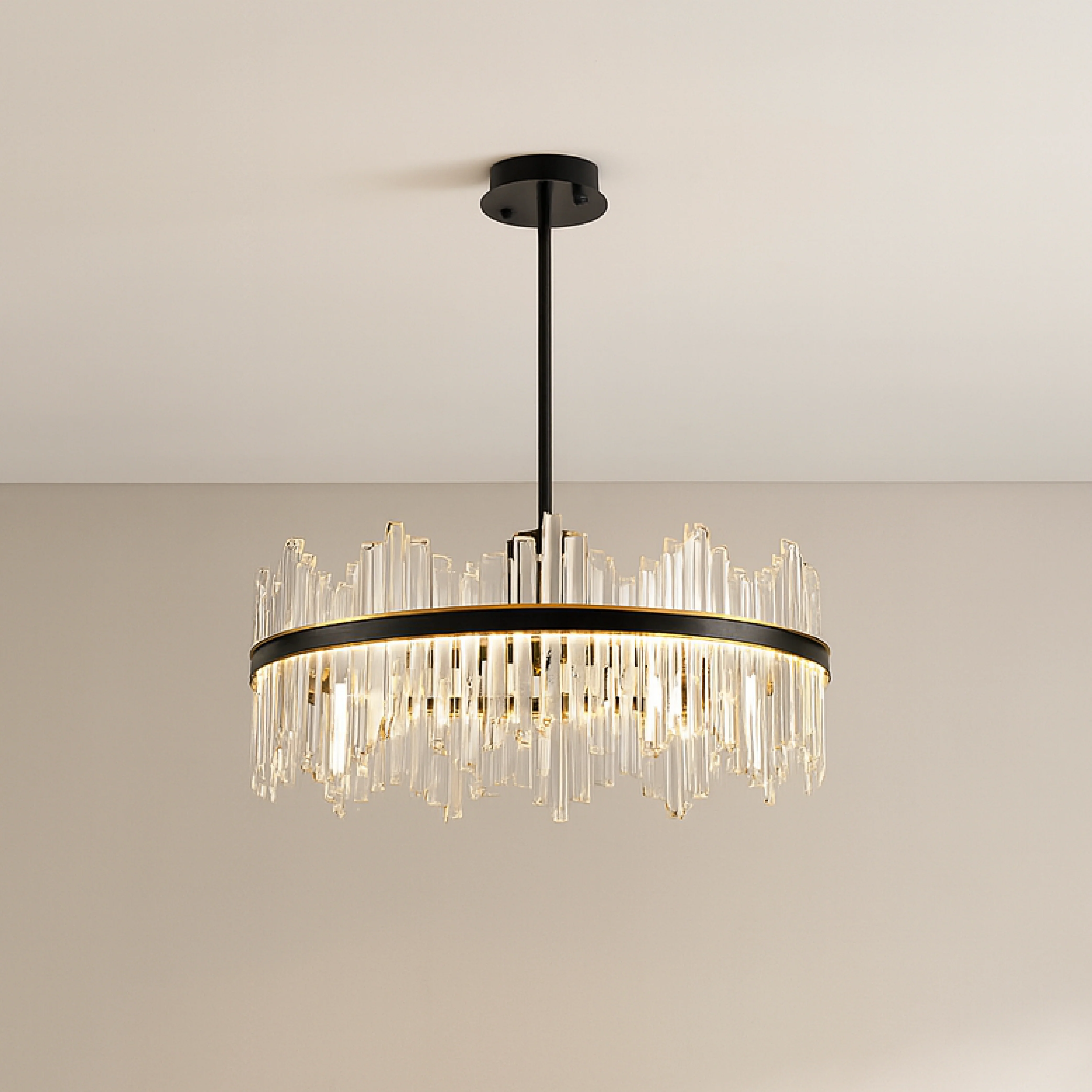 Black Crystal Chandelier with Sparkling Drops - Image 6