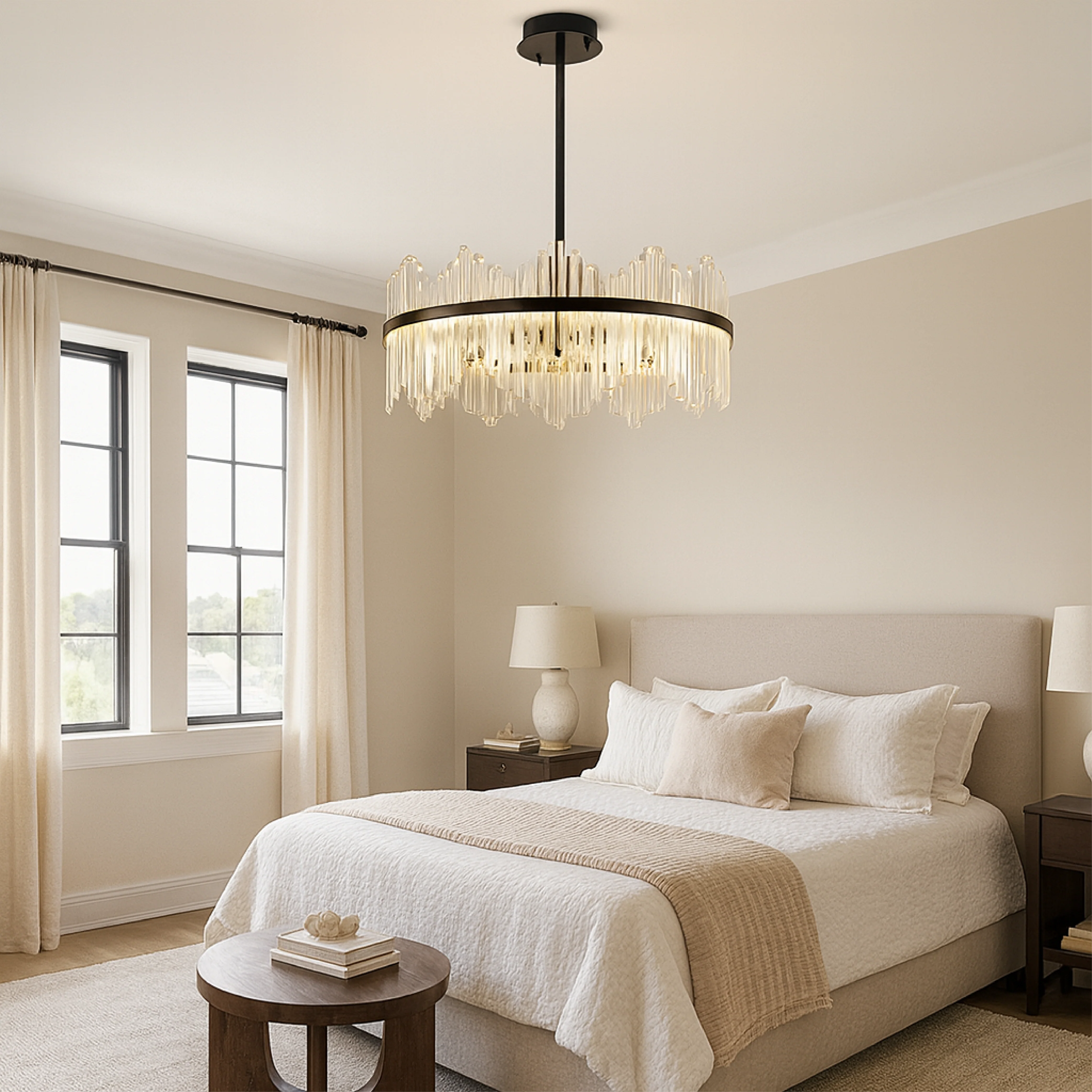 Black Crystal Chandelier with Sparkling Drops - Image 9