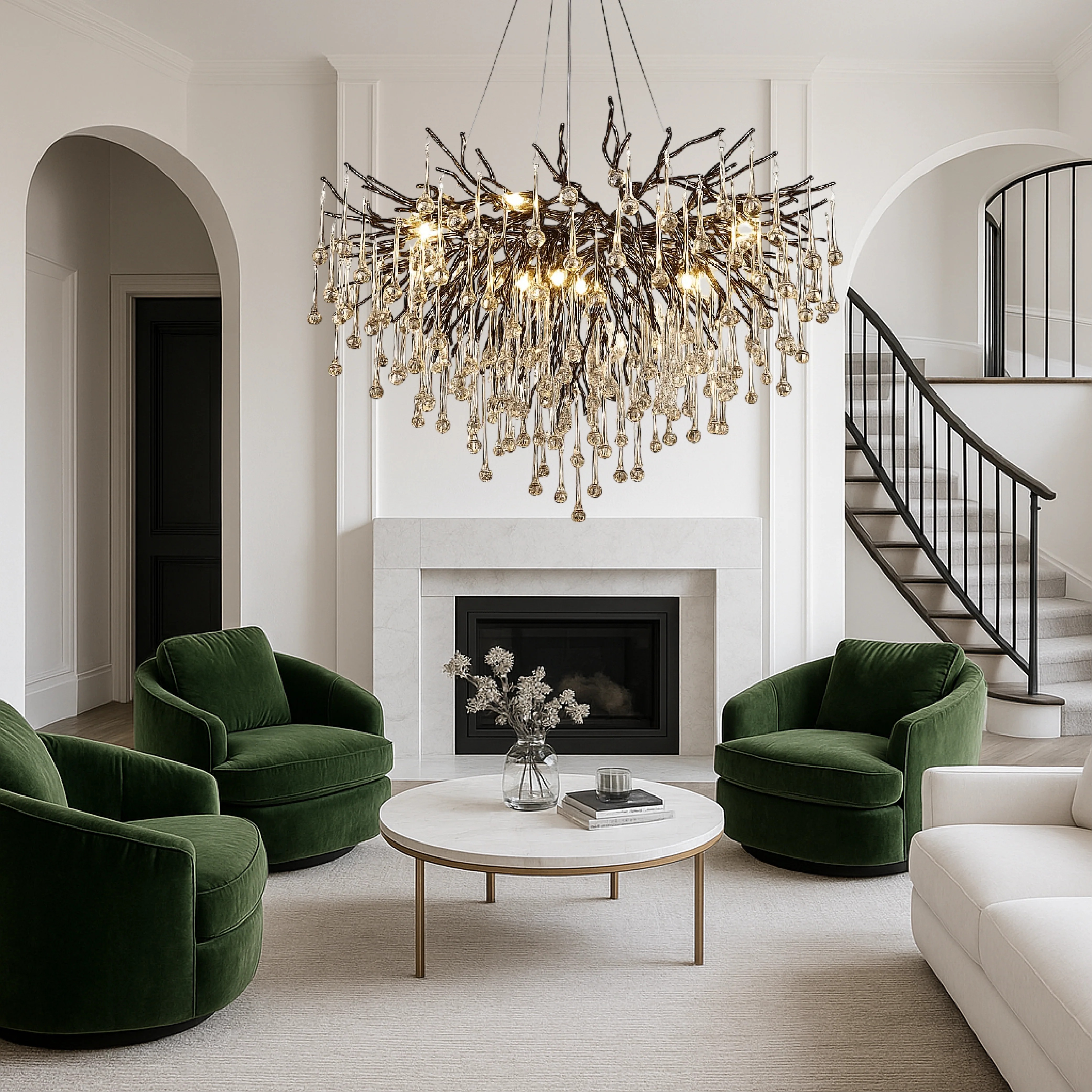 Black Raindrop Crystal Chandelier - Modern Pendant Ceiling Light