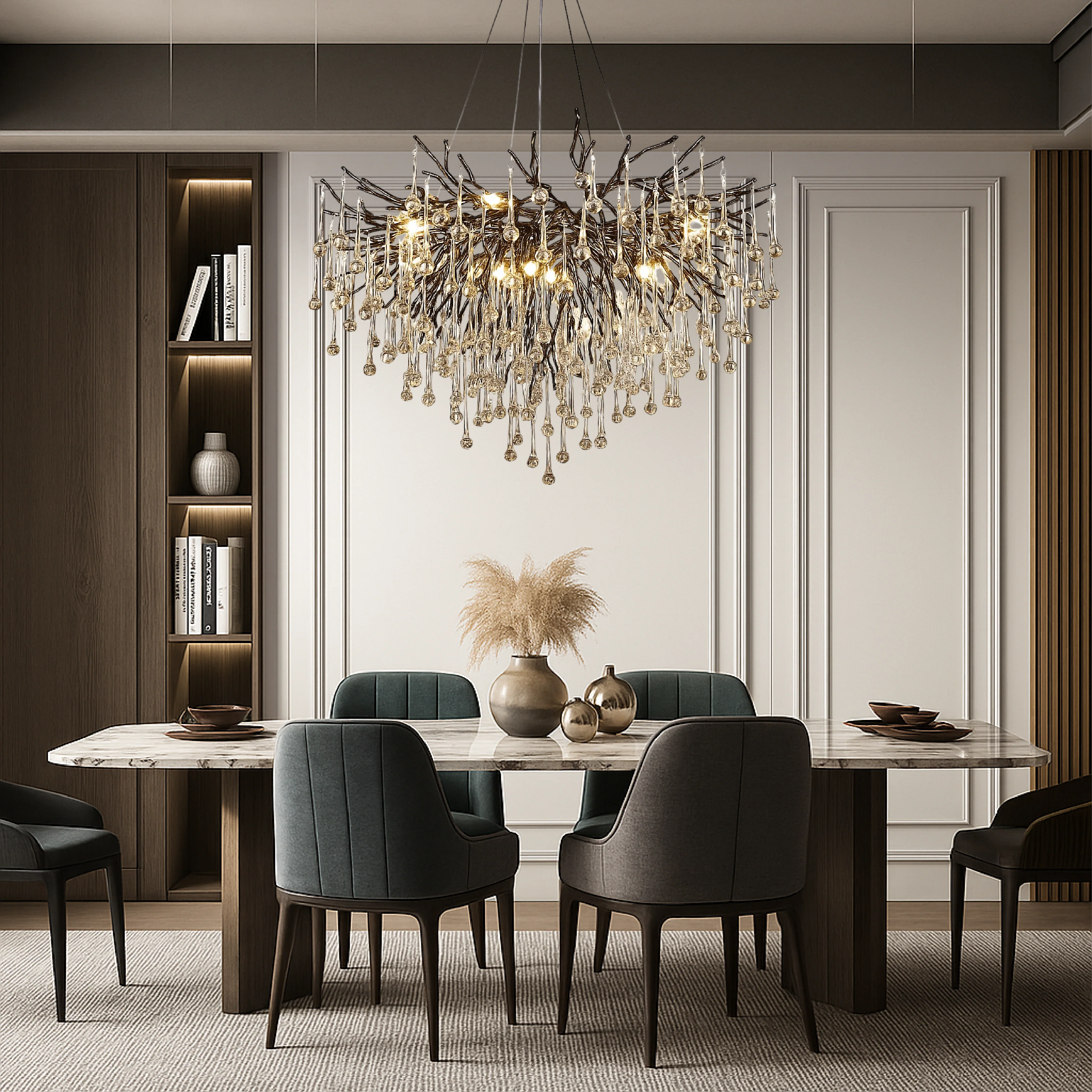 Black Raindrop Crystal Chandelier - Modern Pendant Ceiling Light - Image 2