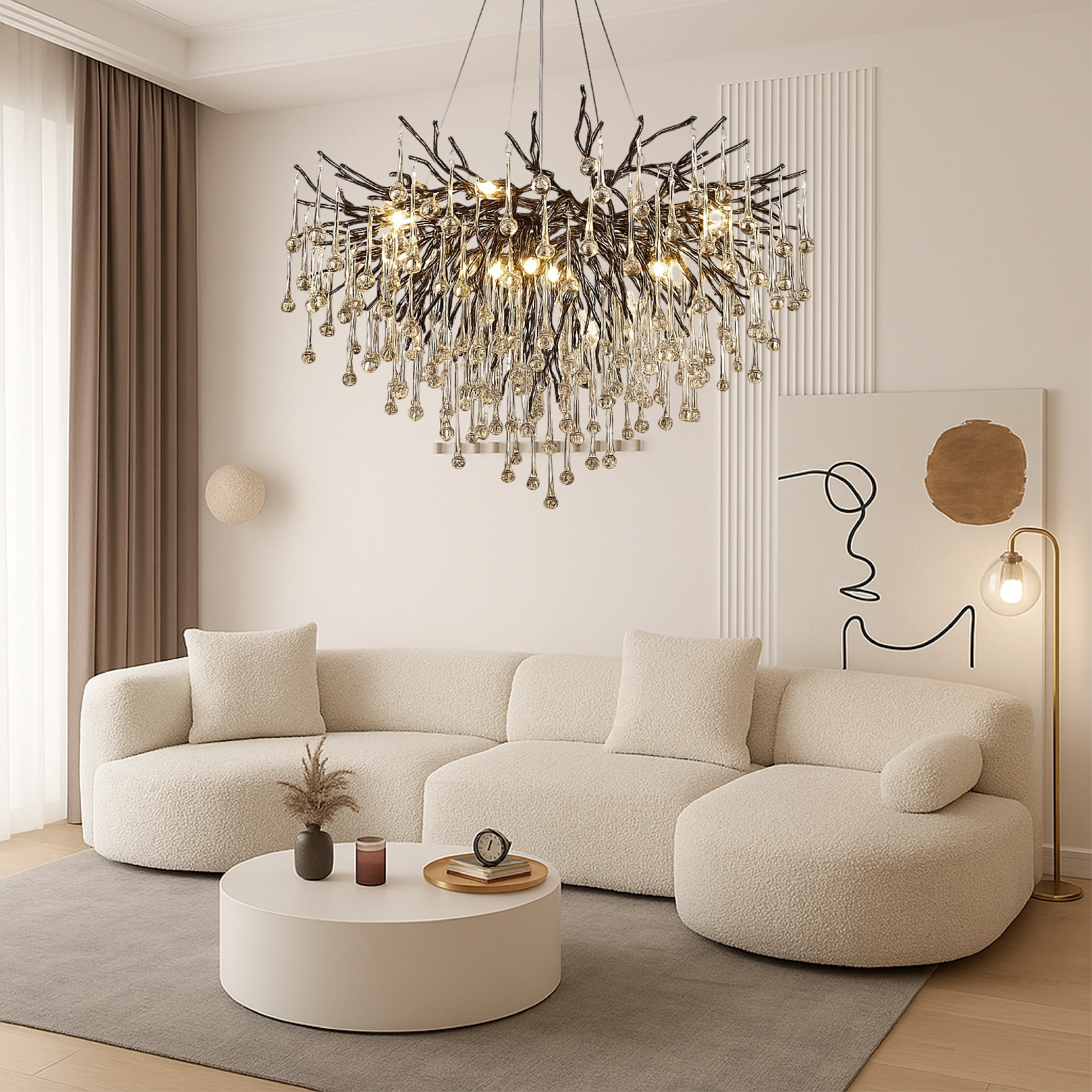 Black Raindrop Crystal Chandelier - Modern Pendant Ceiling Light - Image 5