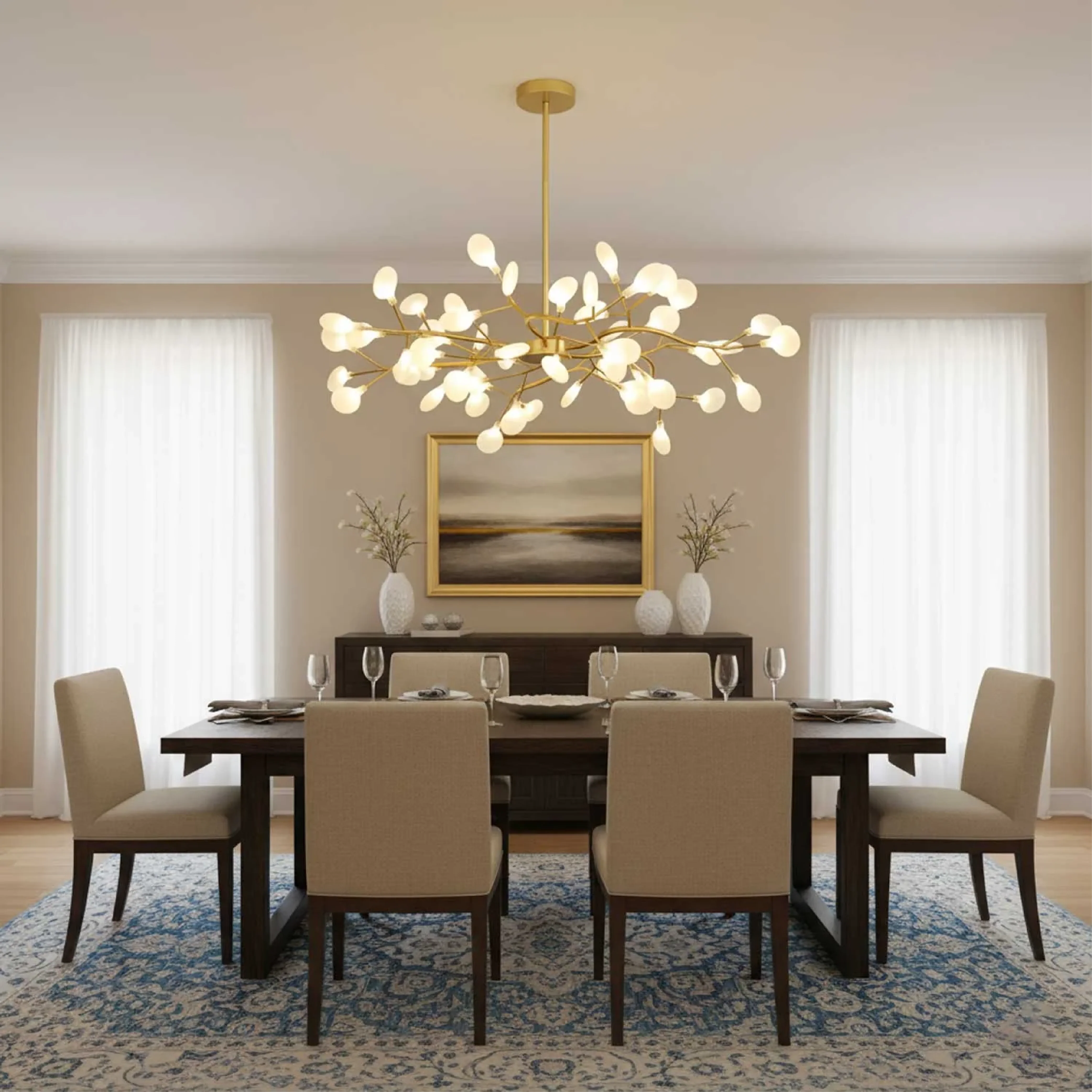 Celestial Glow LED Chandelier - Dimmable Crystal Ceiling Light - Image 5