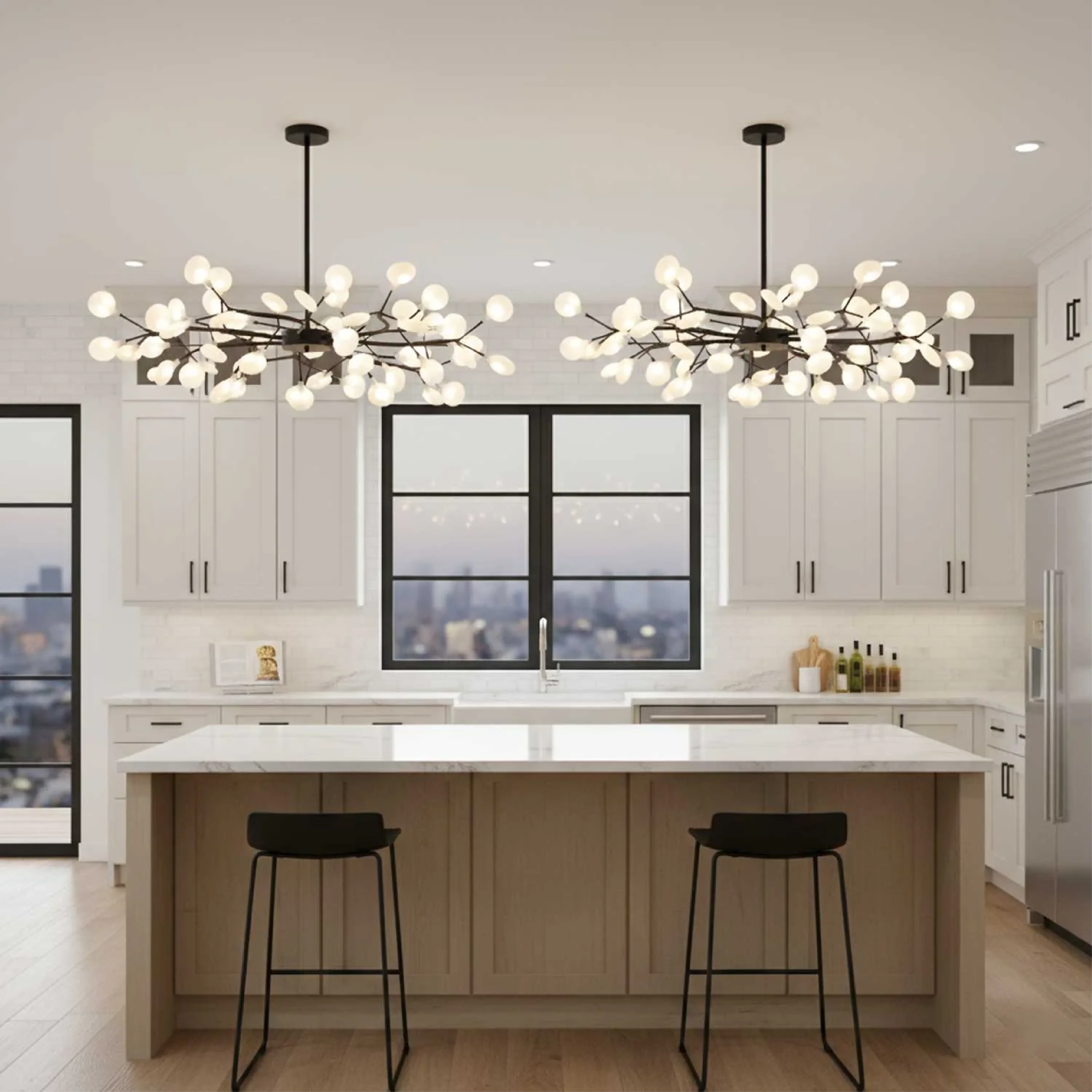 Celestial Glow LED Chandelier - Dimmable Crystal Ceiling Light - Image 6
