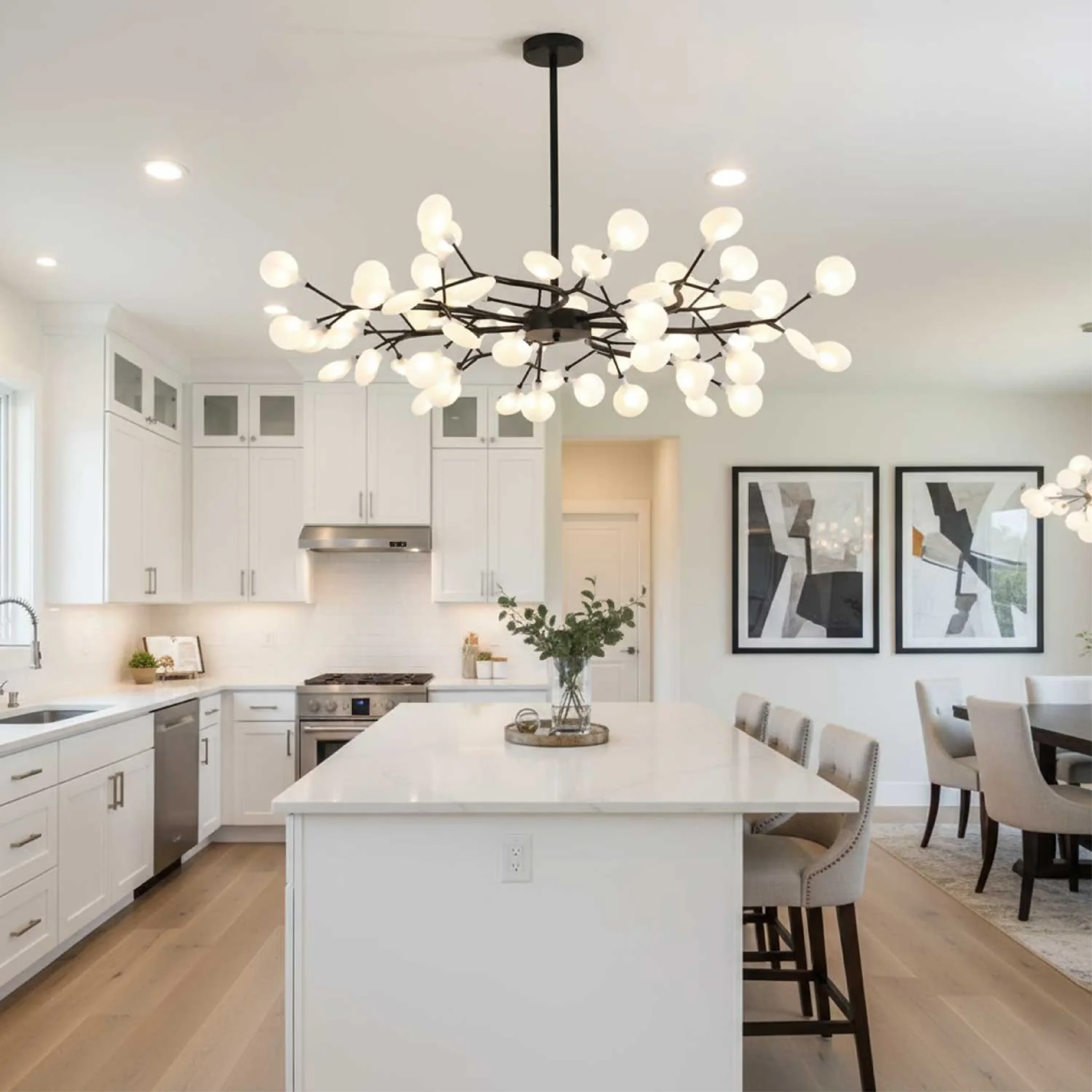 Celestial Glow LED Chandelier - Dimmable Crystal Ceiling Light - Image 7