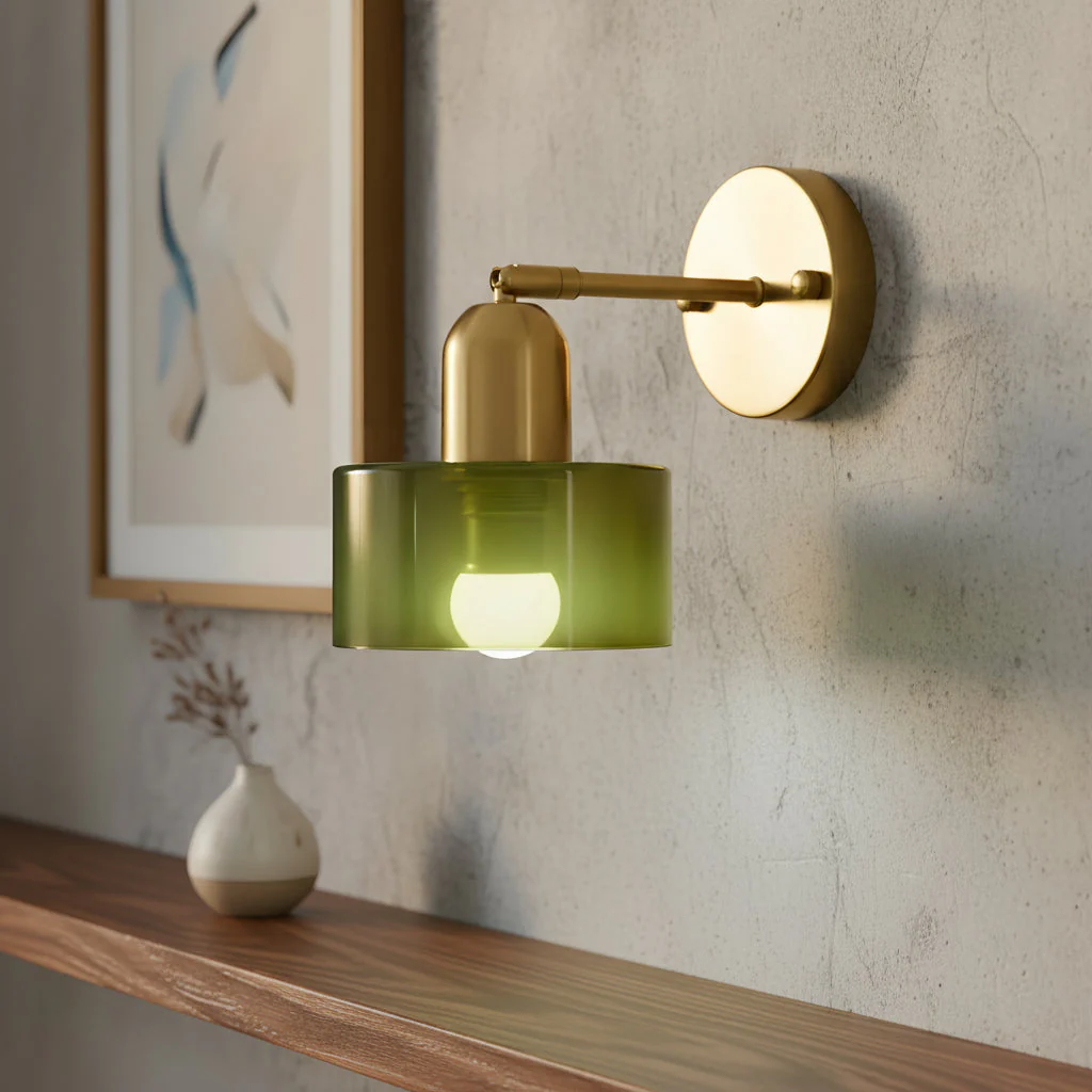 Colored Glass Wall Lamp in Bauhaus Style
