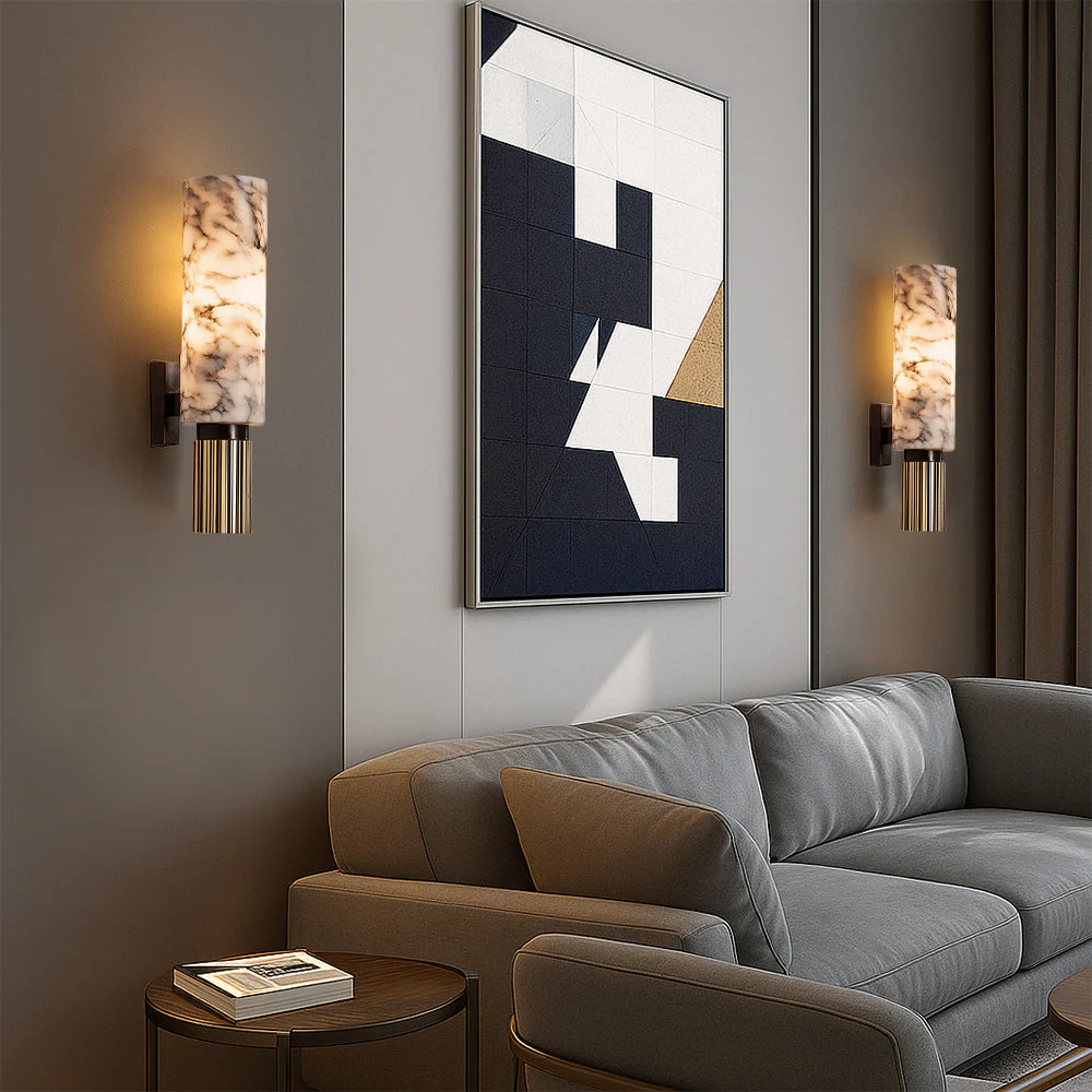 Copper Stone Wall Sconce Rustic LED Fixture - Image 9