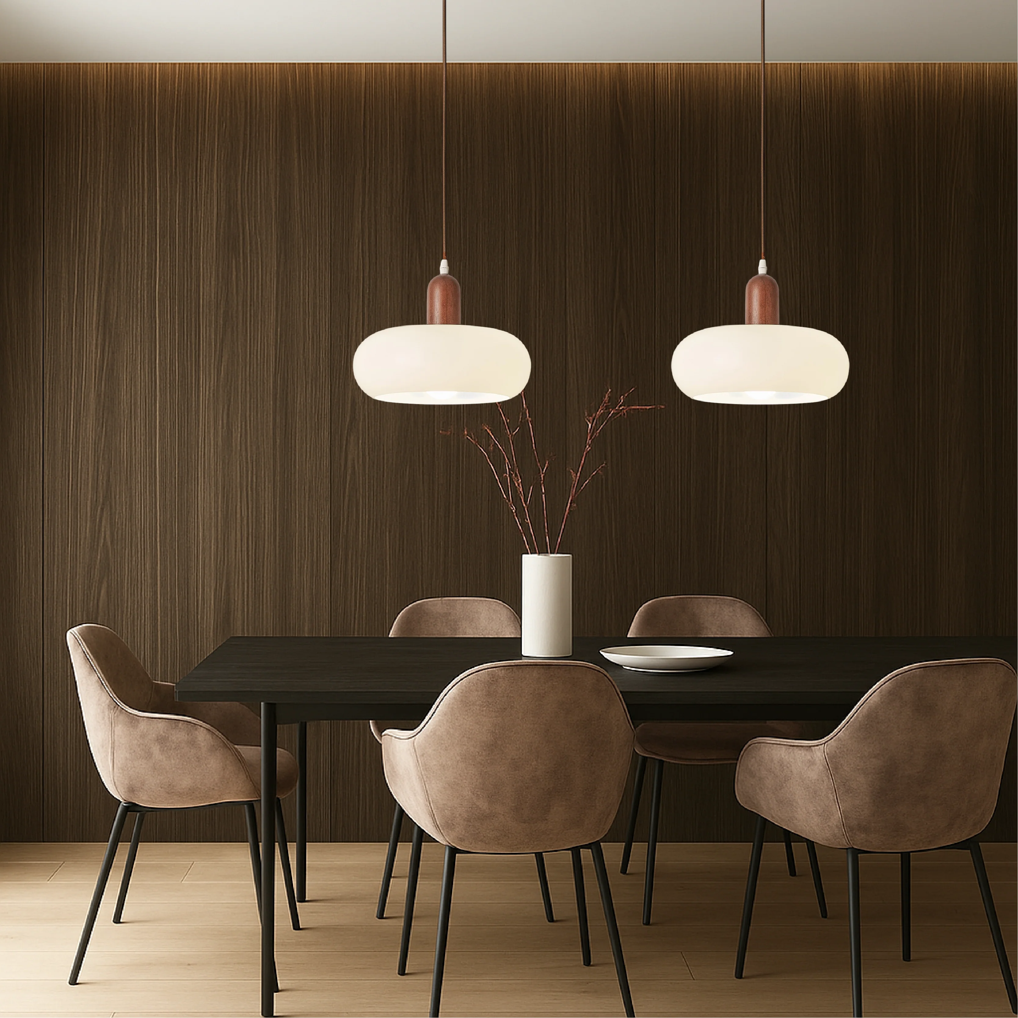 Cream Nordic Pendant Light - Scandinavian Ceiling Fixture - Image 3