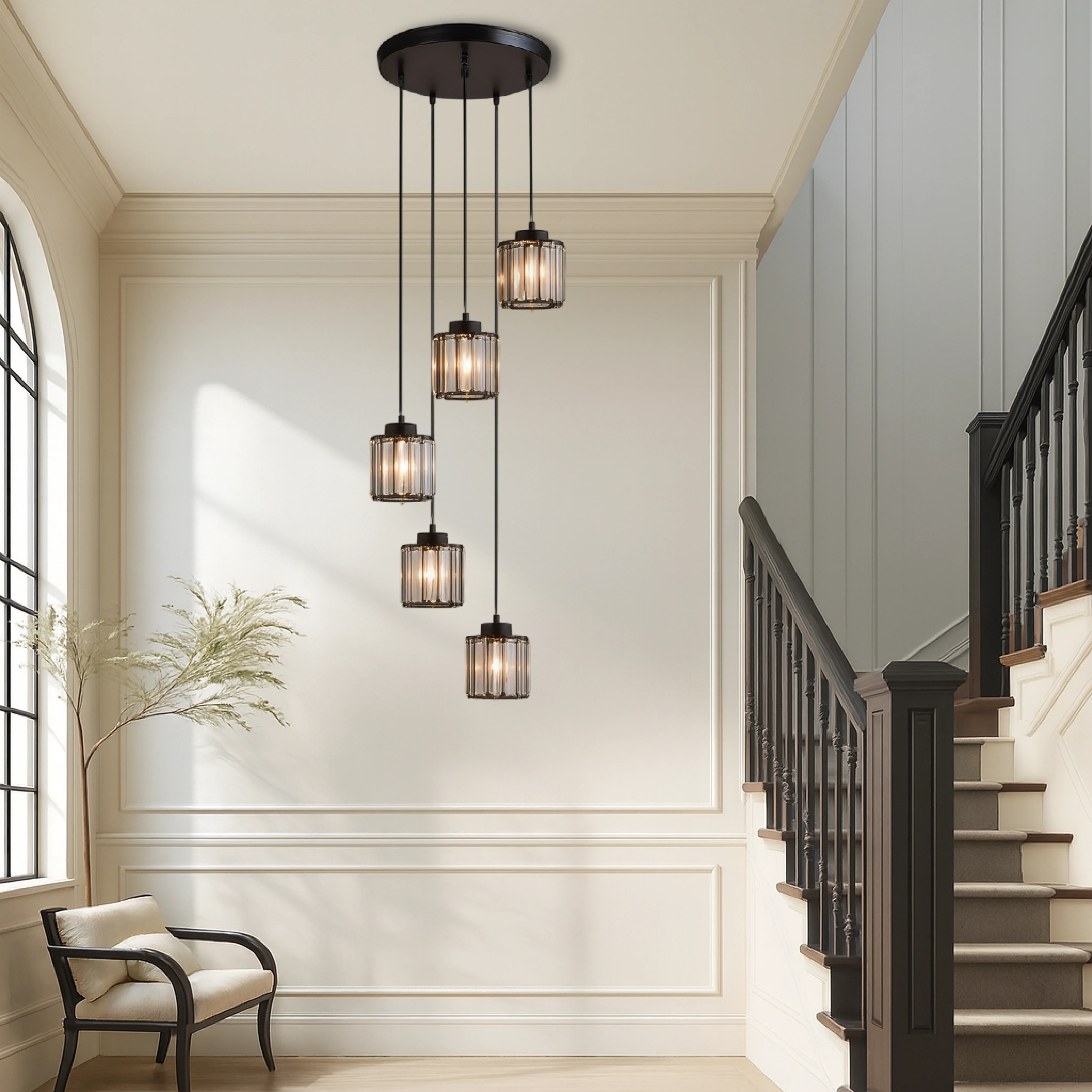 Crystal Staircase Chandelier - Modern Hallway Pendant Light