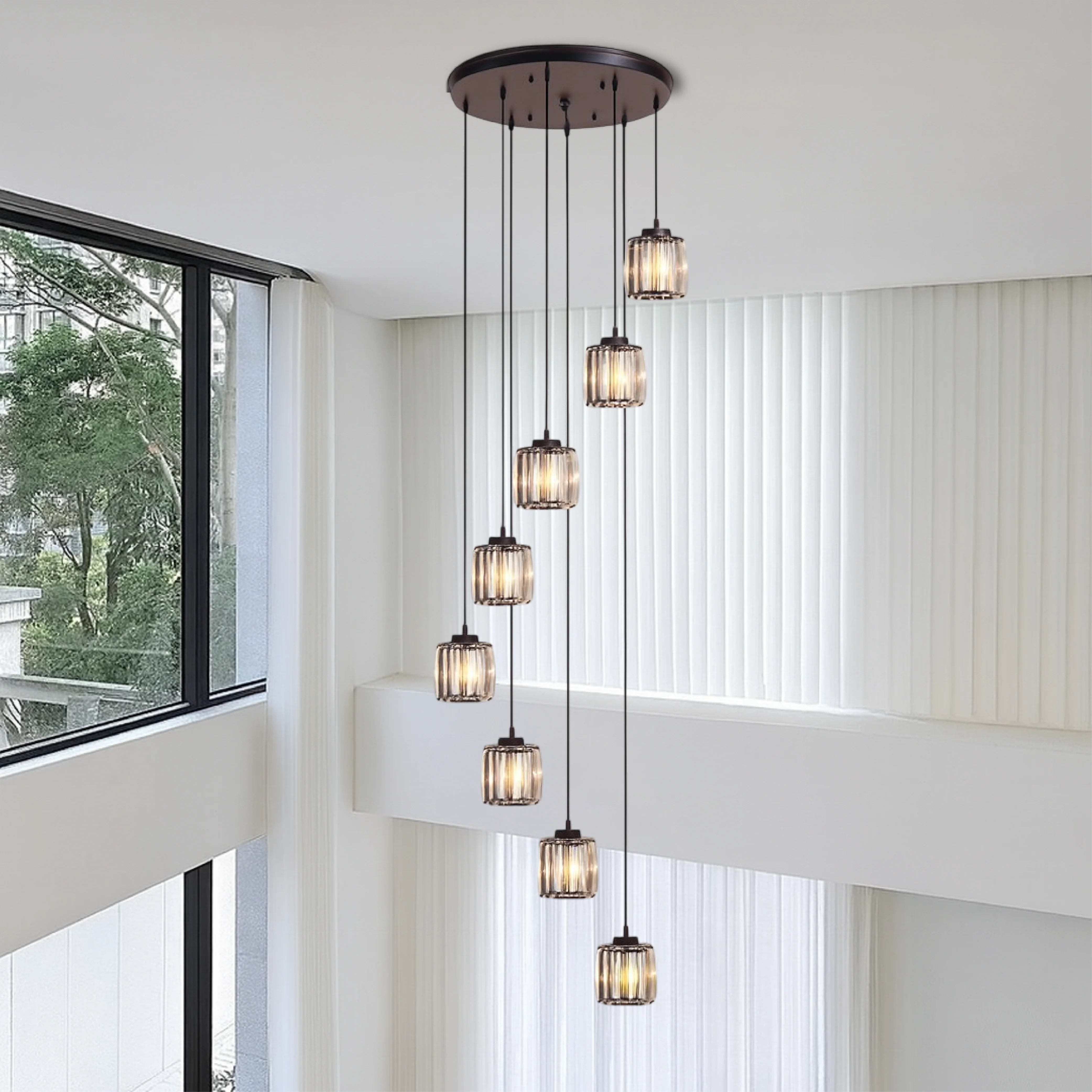 Crystal Staircase Chandelier - Modern Hallway Pendant Light - Image 2