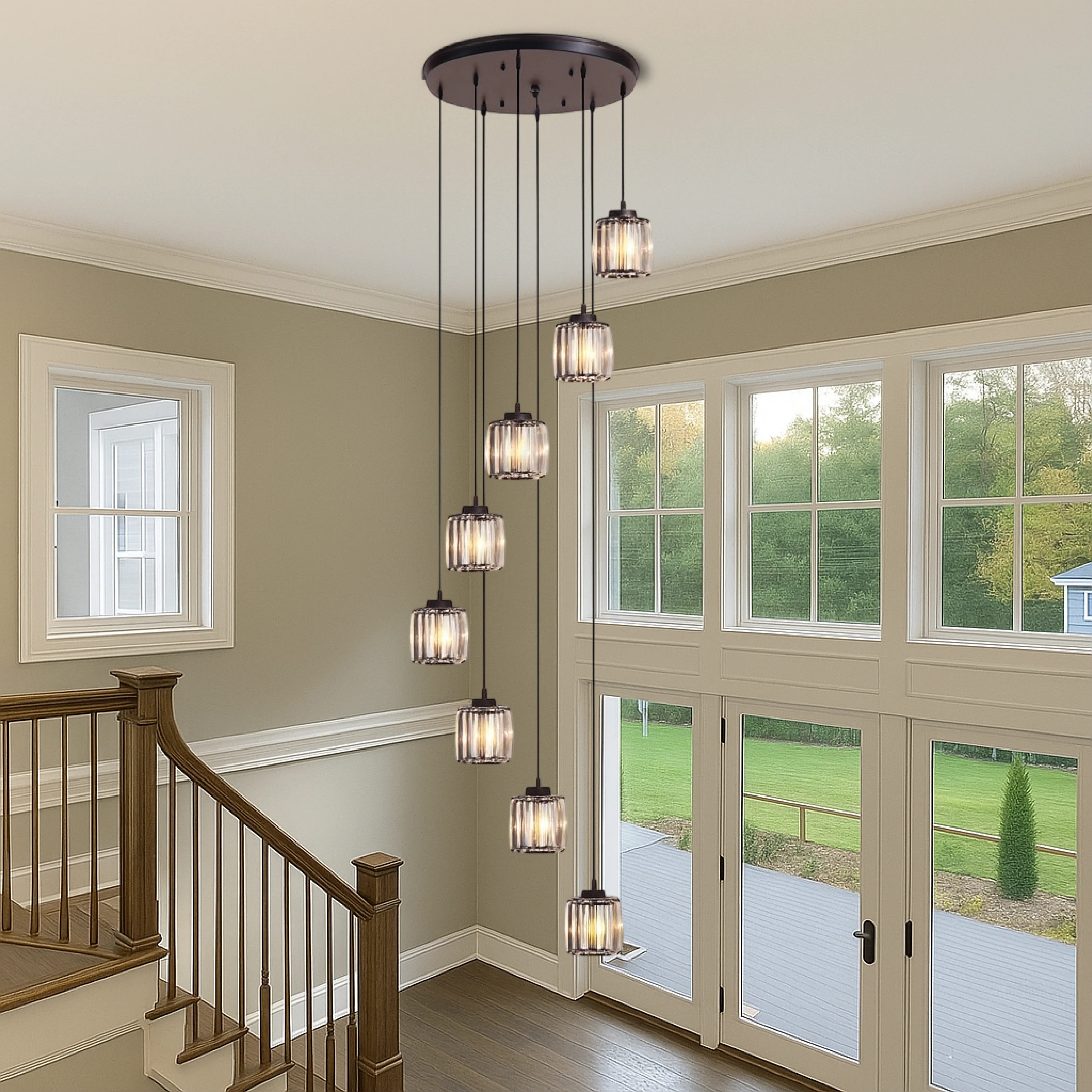 Crystal Staircase Chandelier - Modern Hallway Pendant Light - Image 4