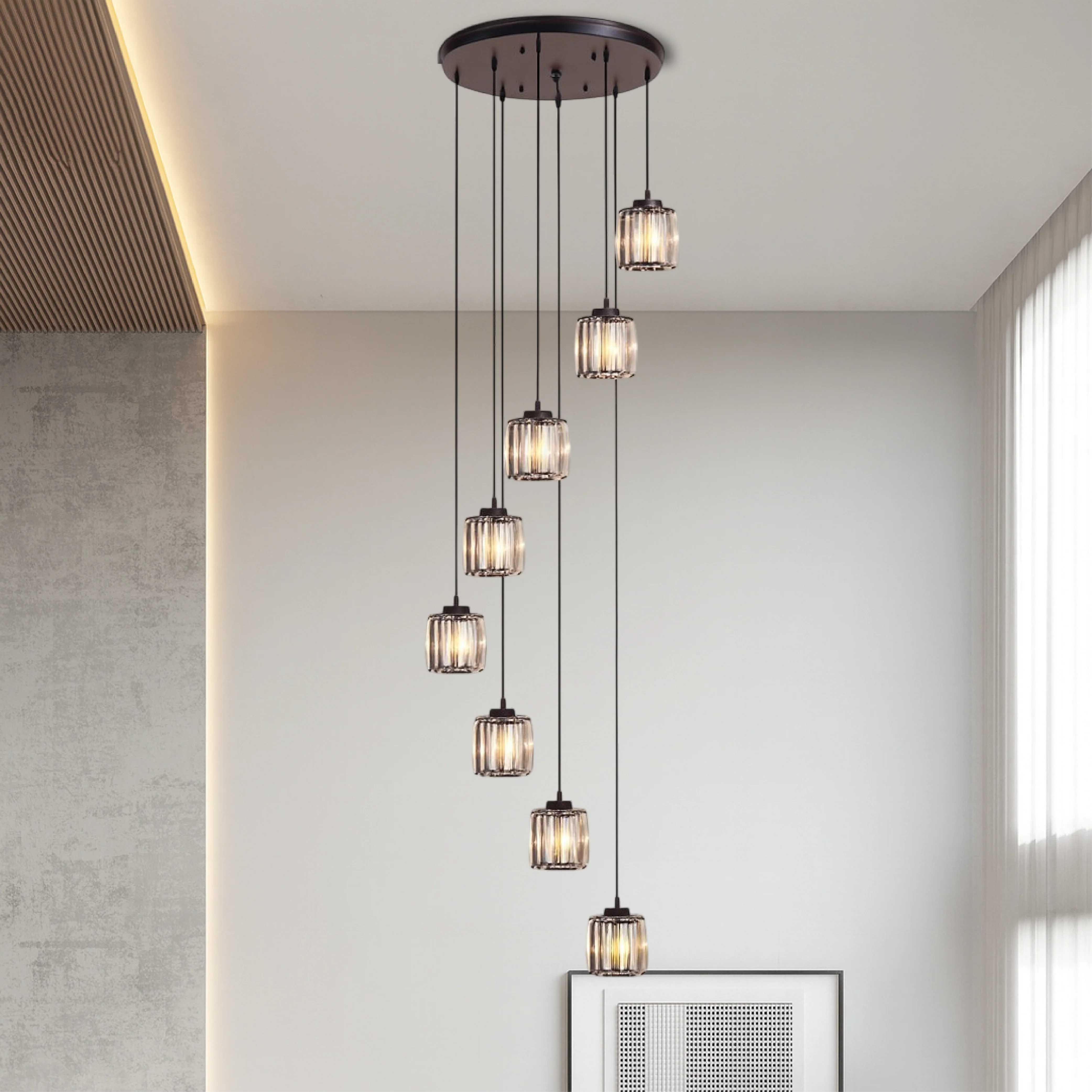 Crystal Staircase Chandelier - Modern Hallway Pendant Light - Image 5