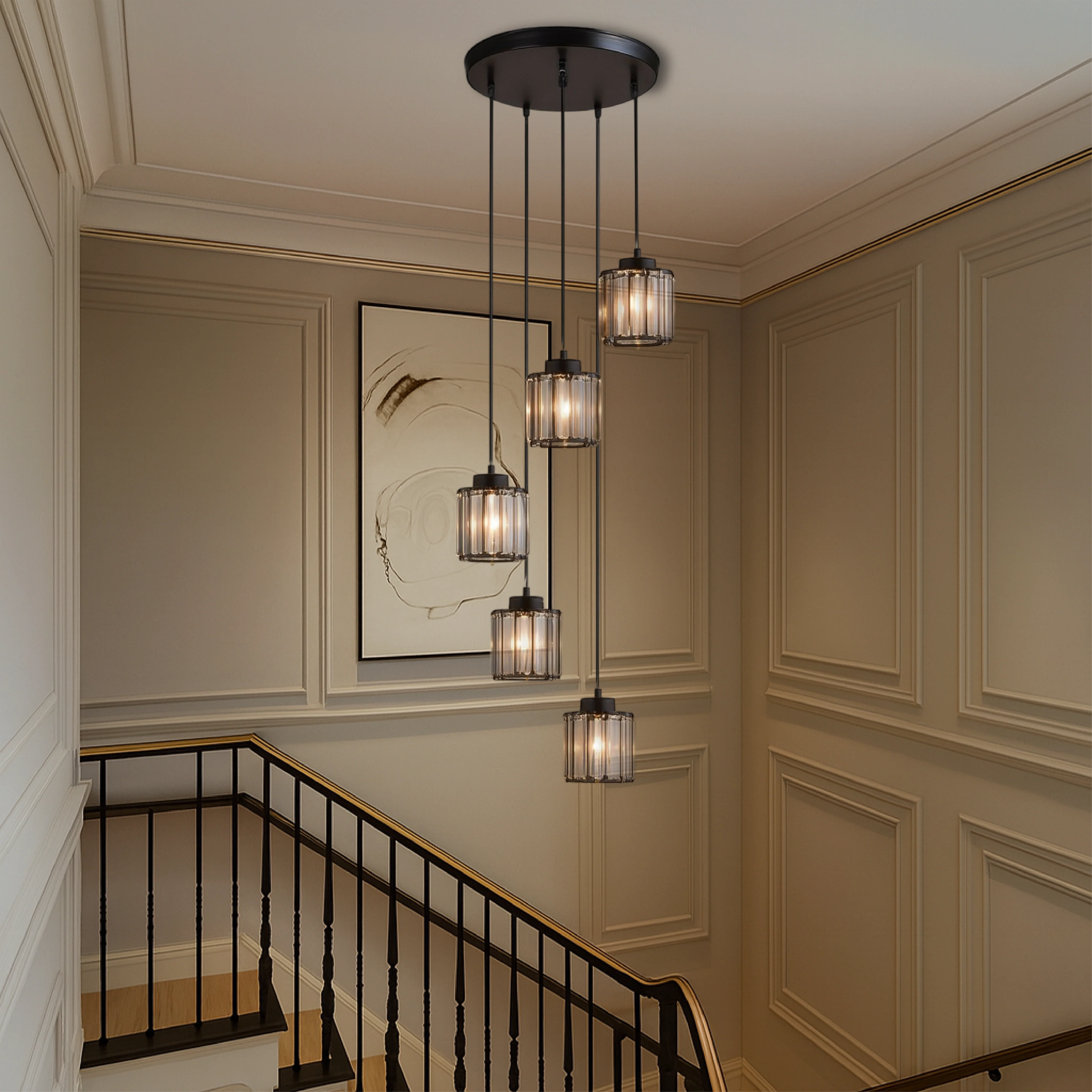 Crystal Staircase Chandelier - Modern Hallway Pendant Light - Image 6
