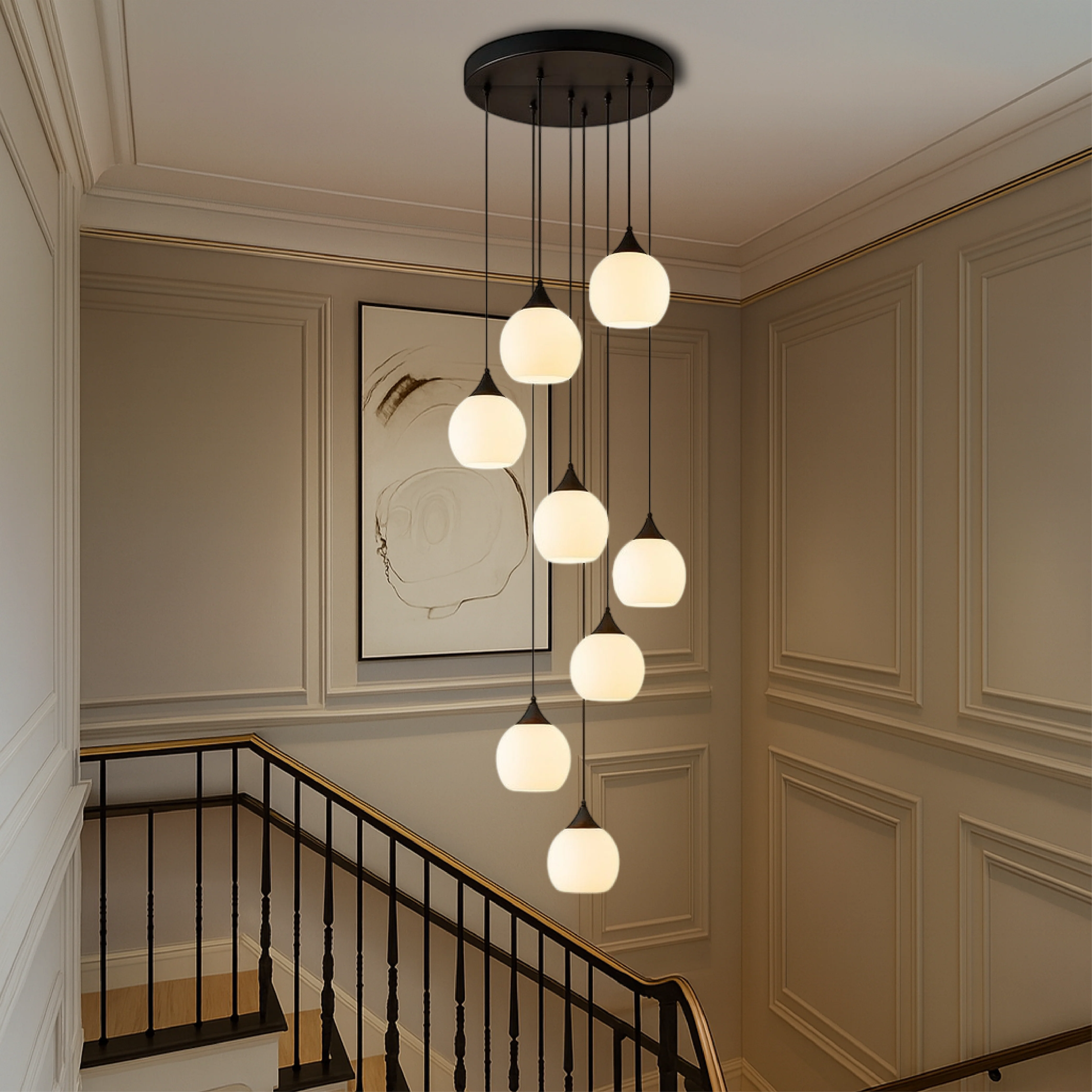 Crystal Staircase Chandelier Modern Pendant Light Fixture