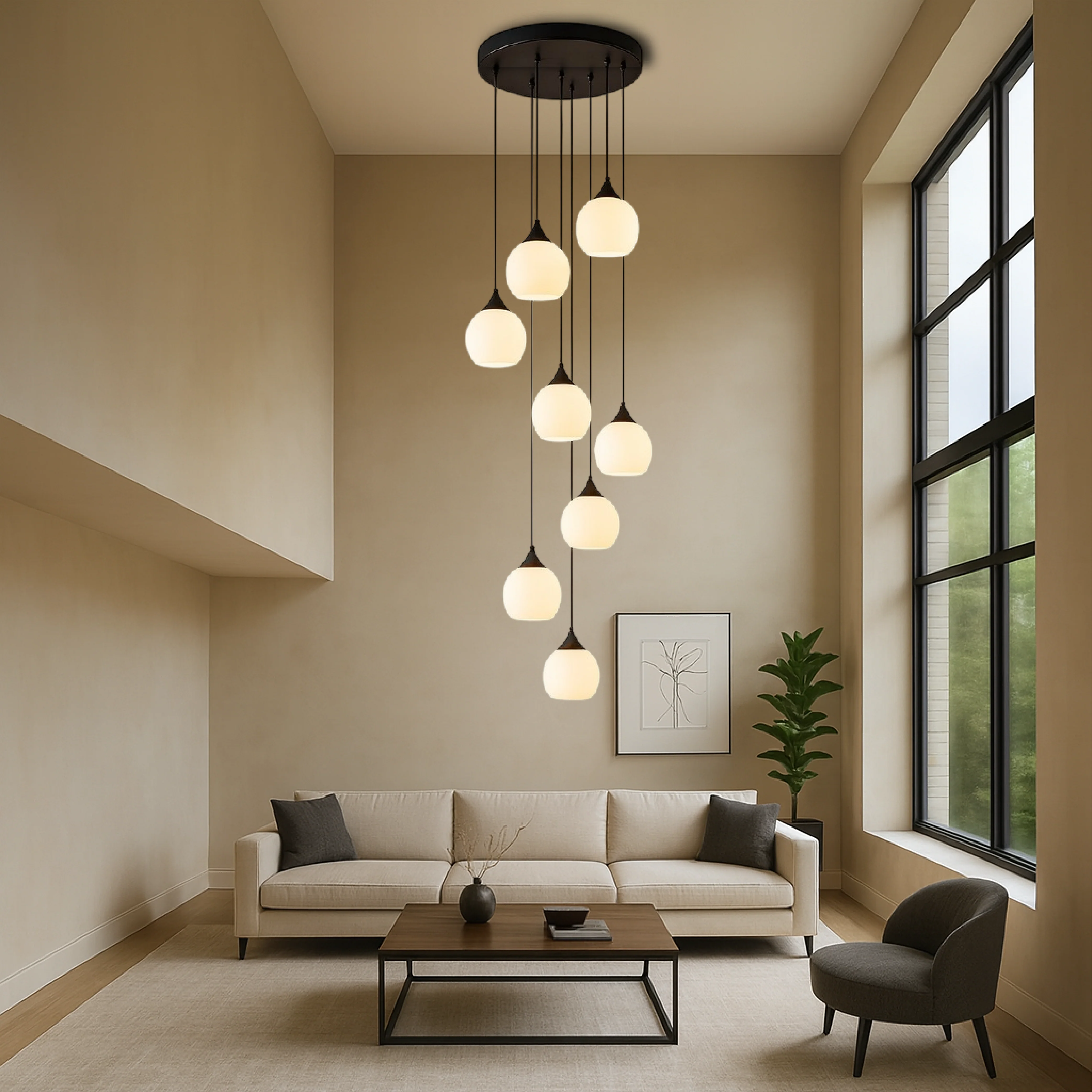 Crystal Staircase Chandelier Modern Pendant Light Fixture - Image 2
