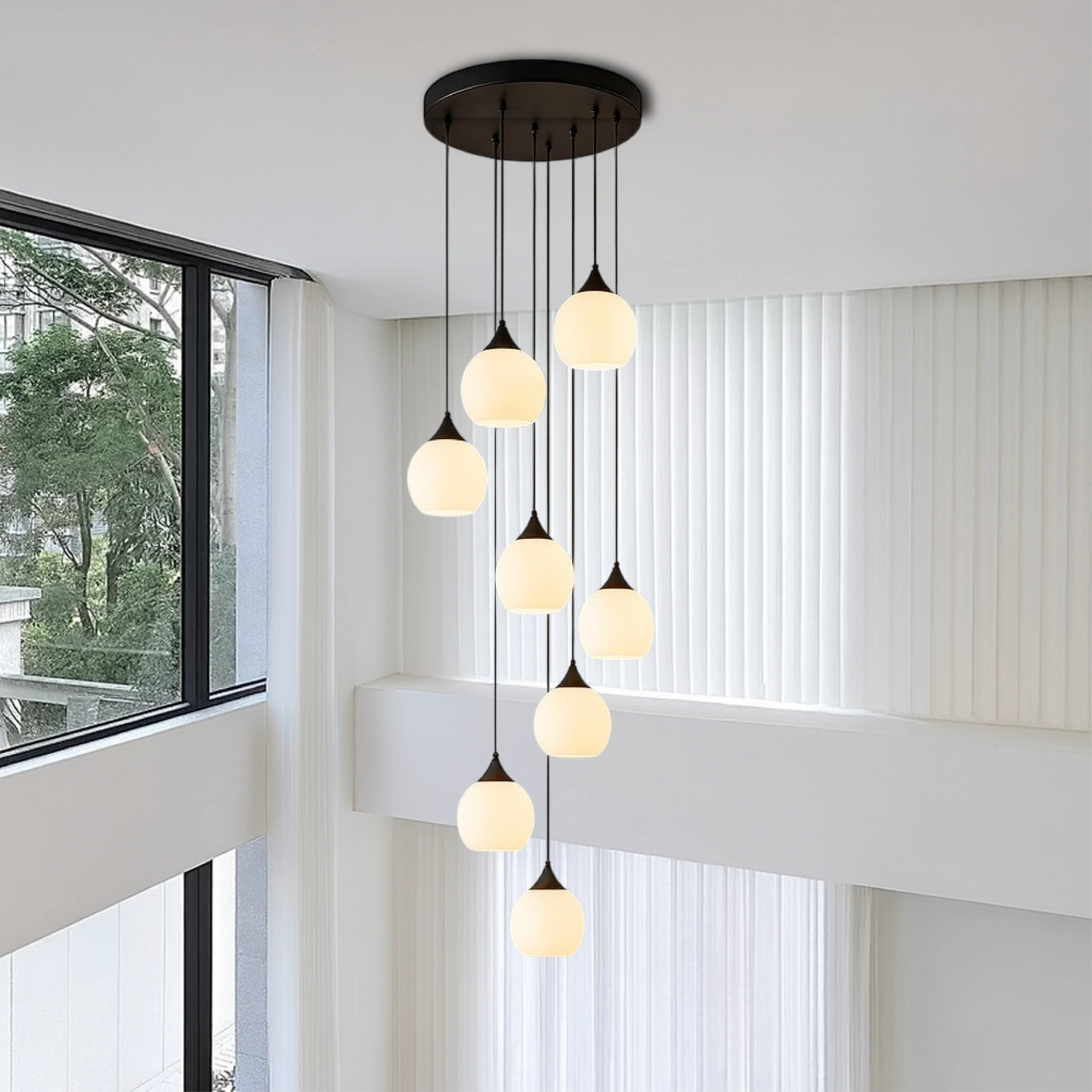 Crystal Staircase Chandelier Modern Pendant Light Fixture - Image 3