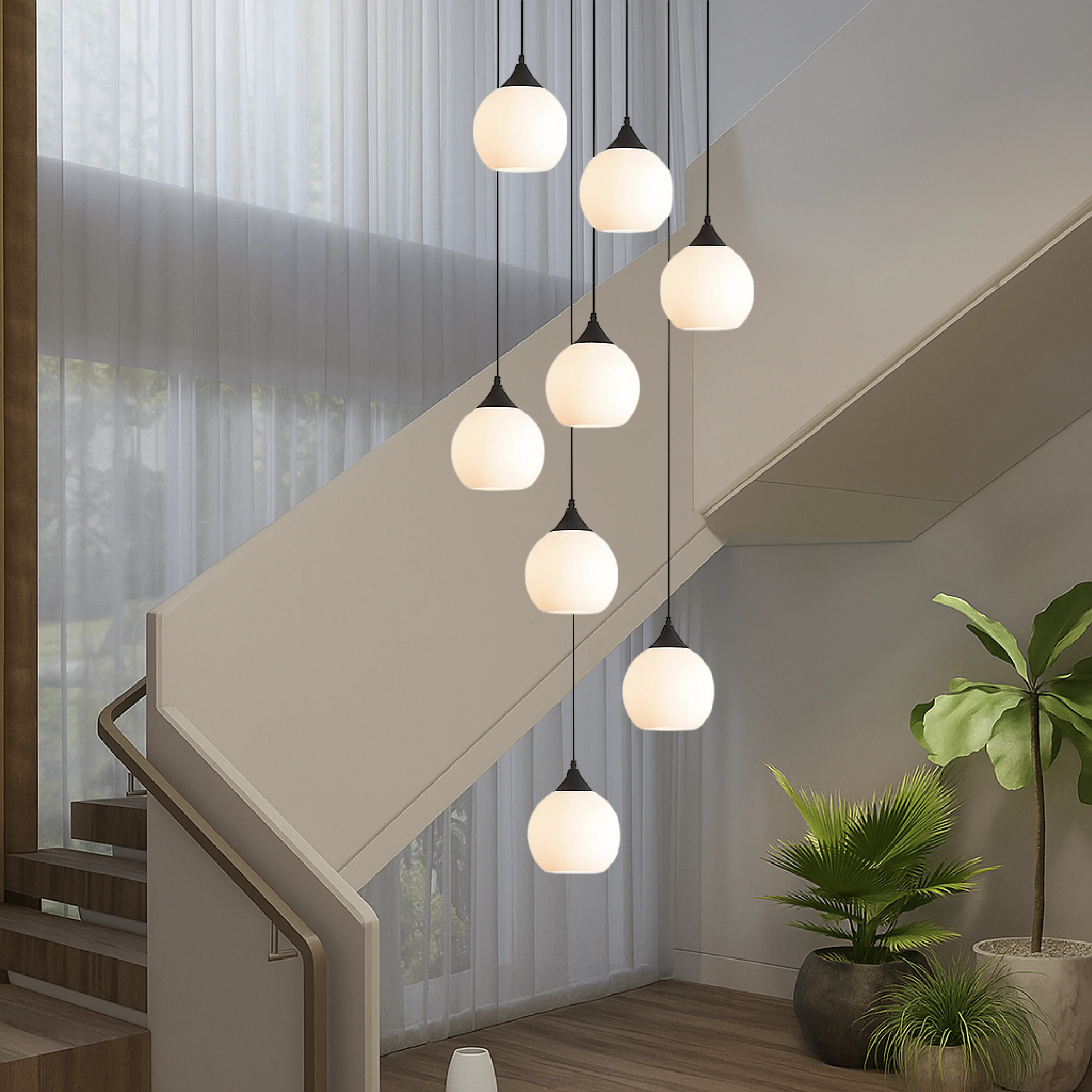 Crystal Staircase Chandelier Modern Pendant Light Fixture - Image 5