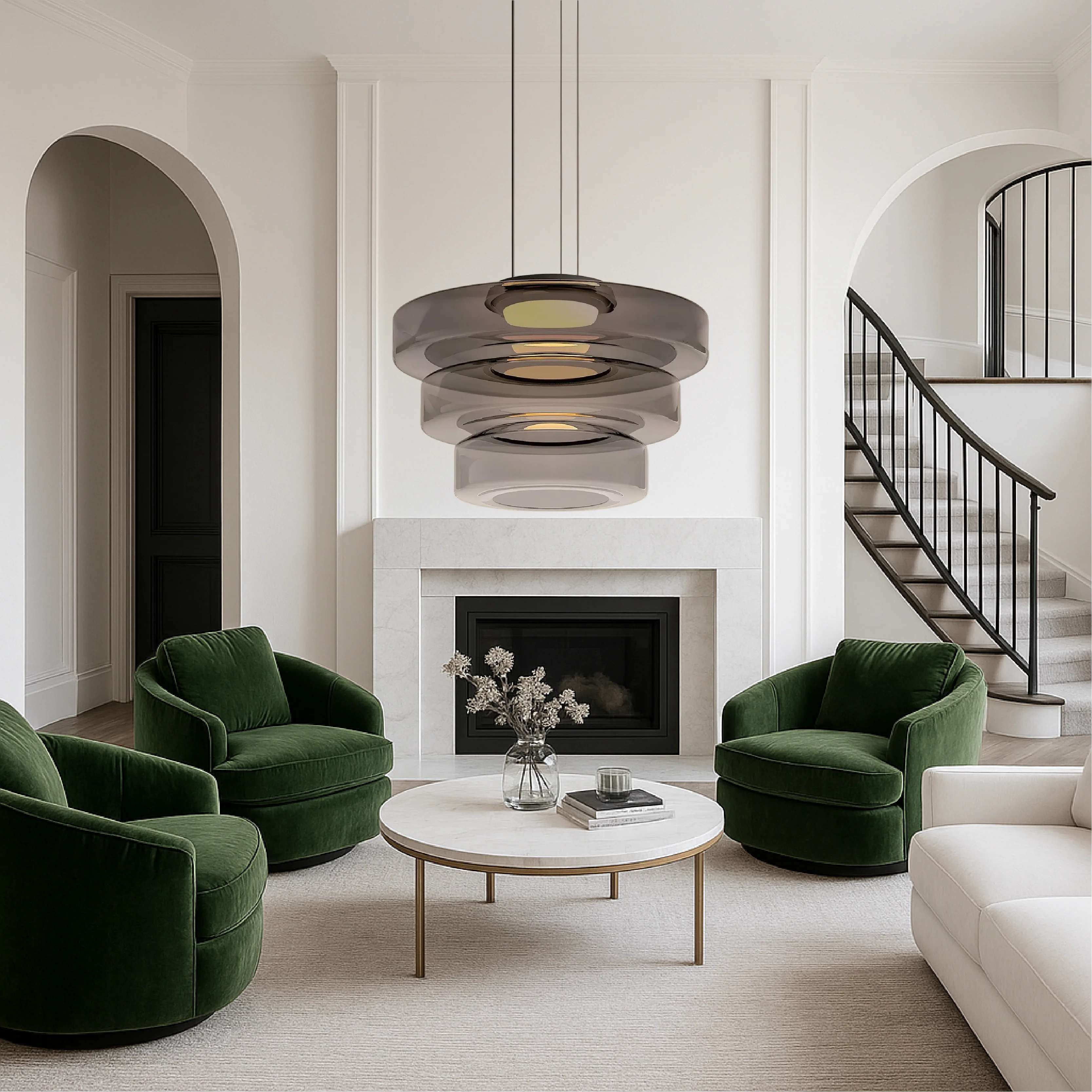 Danish Glass Pendant Light - Bauhaus-Inspired Nordic Modern
