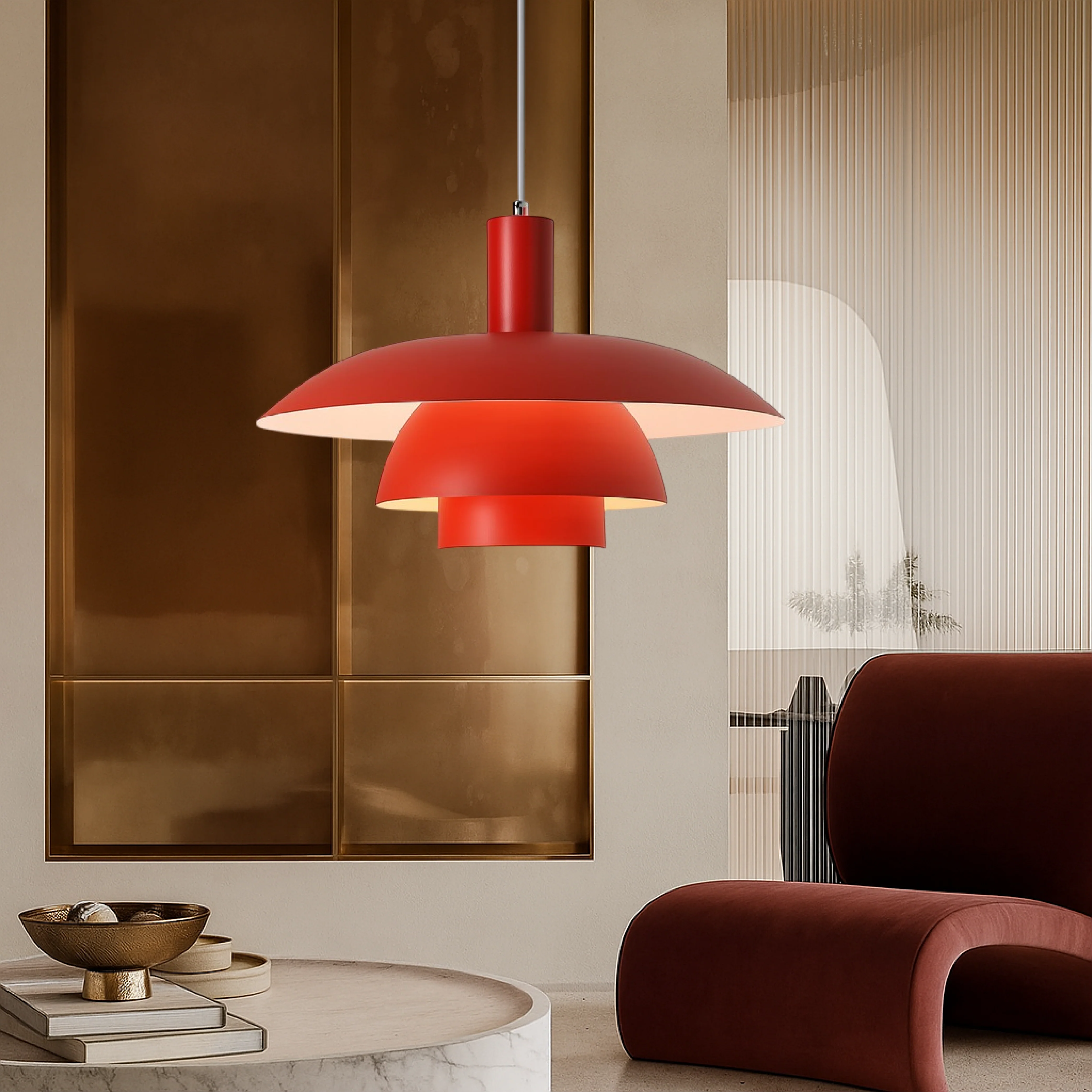 Danish-Style Nordic Pendant Light - Minimalist Dome Lamp - Image 25