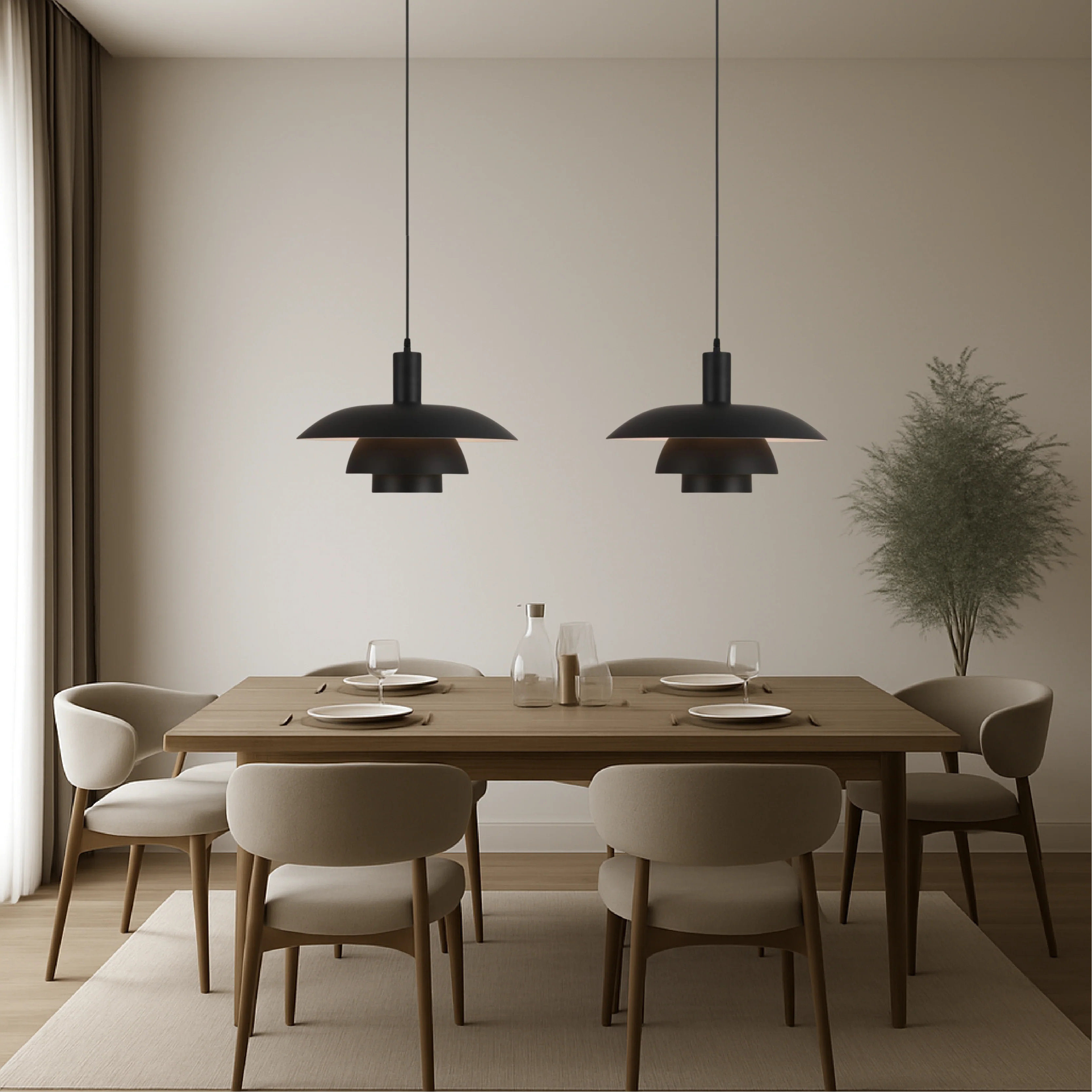Danish-Style Nordic Pendant Light - Minimalist Dome Lamp - Image 8