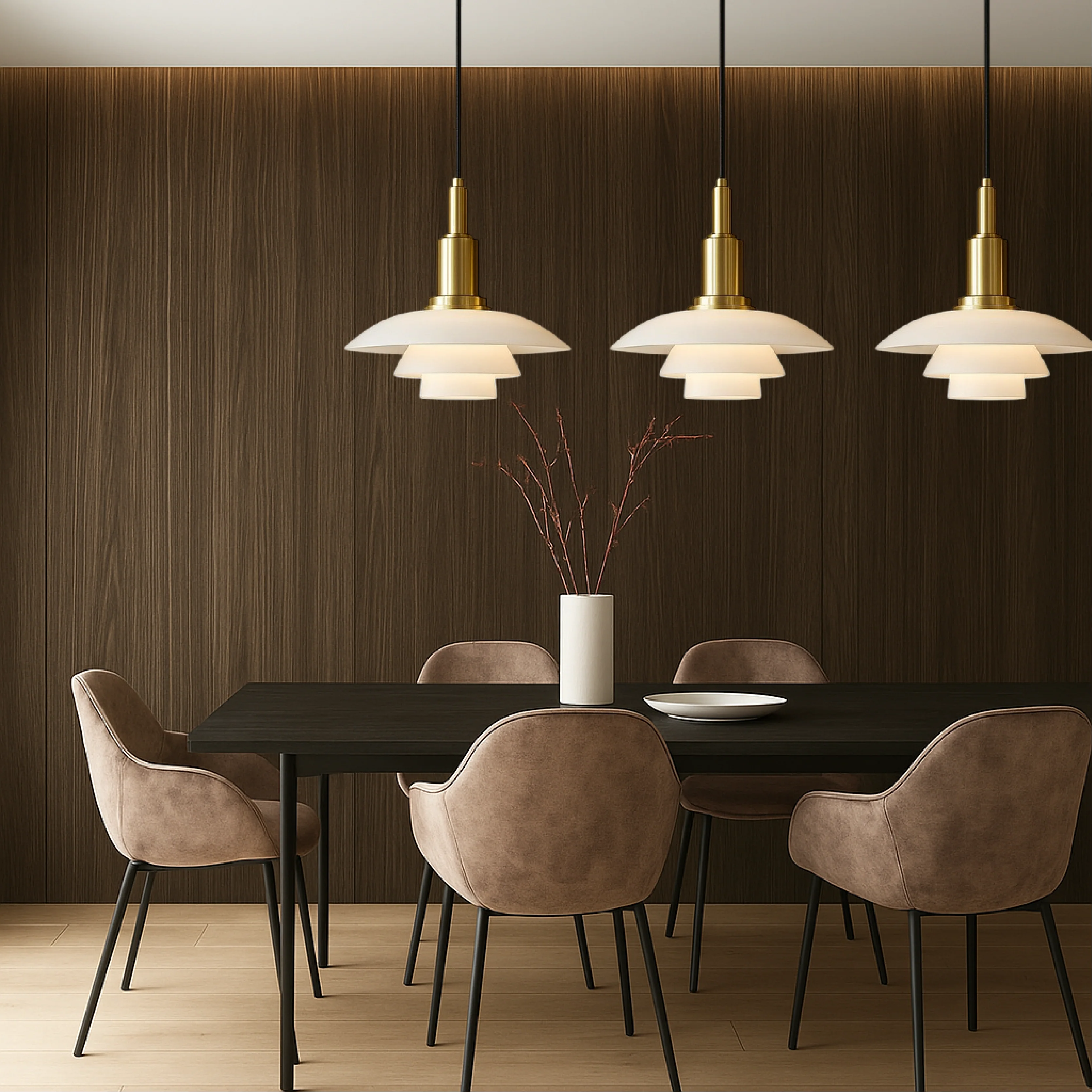 Danish Two- or Three-Head Pendant Light - Image 5