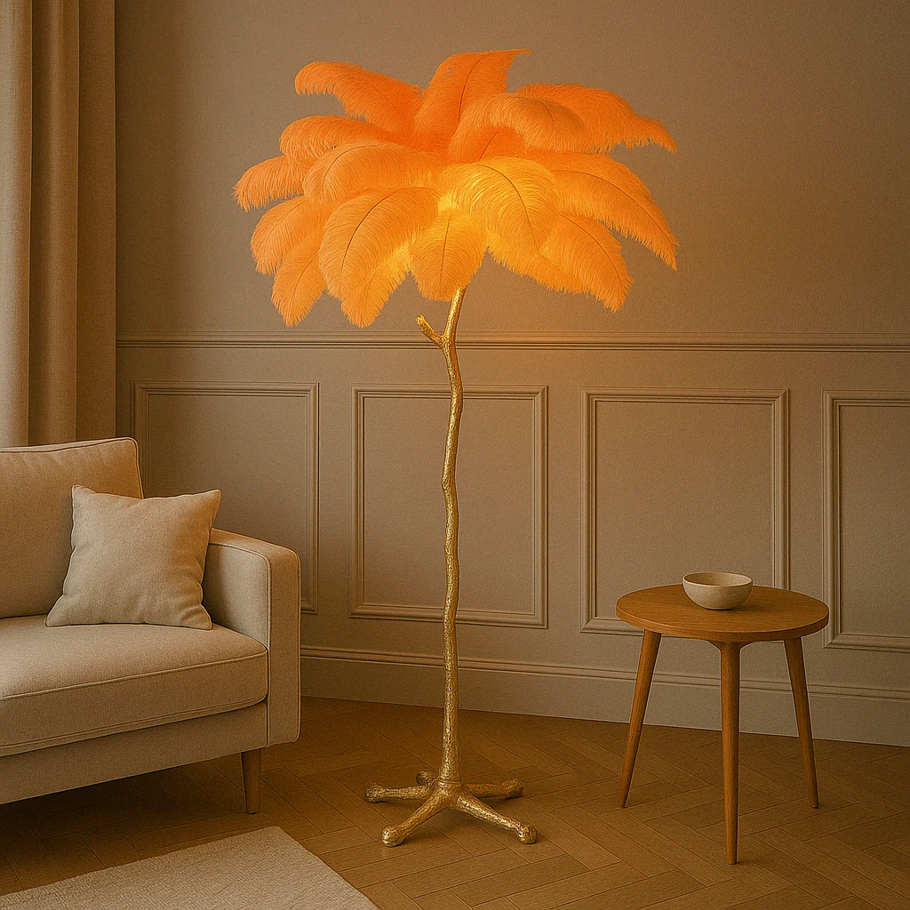 Elegant Feather Floor Lamp for Living Room - Modern Ambient Lighting - Image 15