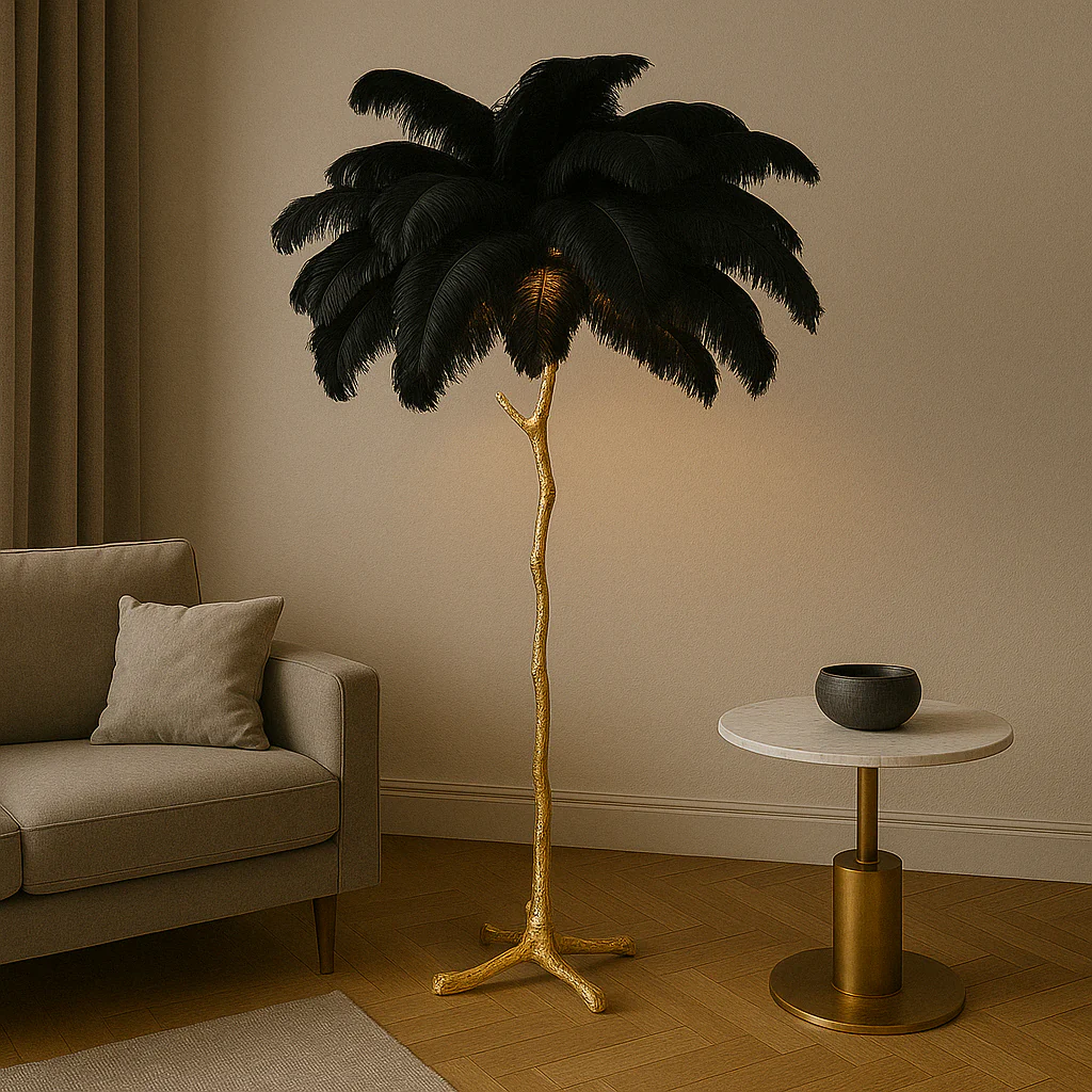 Elegant Feather Floor Lamp for Living Room - Modern Ambient Lighting - Image 17