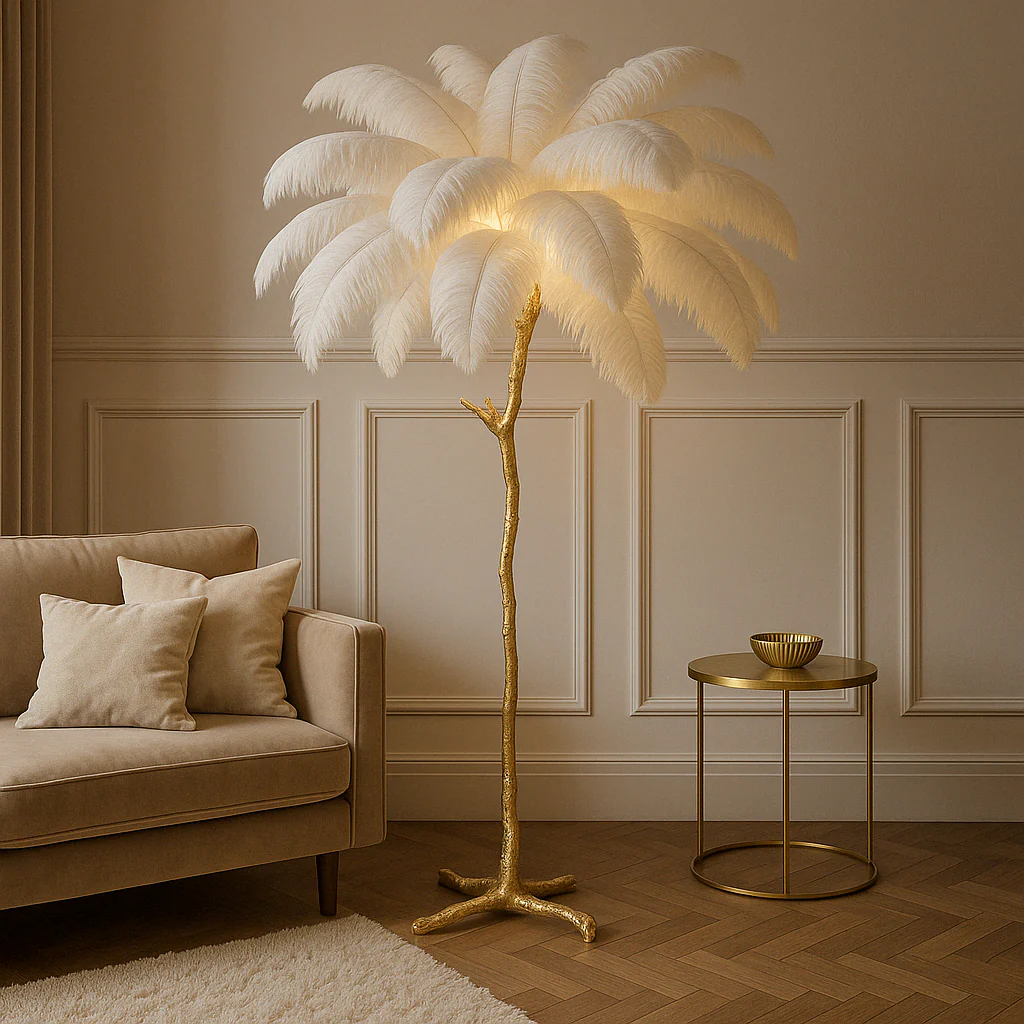 Elegant Feather Floor Lamp for Living Room - Modern Ambient Lighting - Image 18