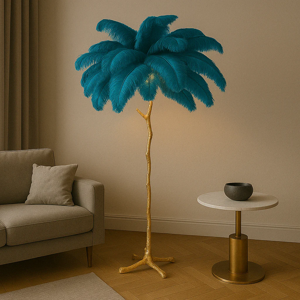 Elegant Feather Floor Lamp for Living Room - Modern Ambient Lighting - Image 5