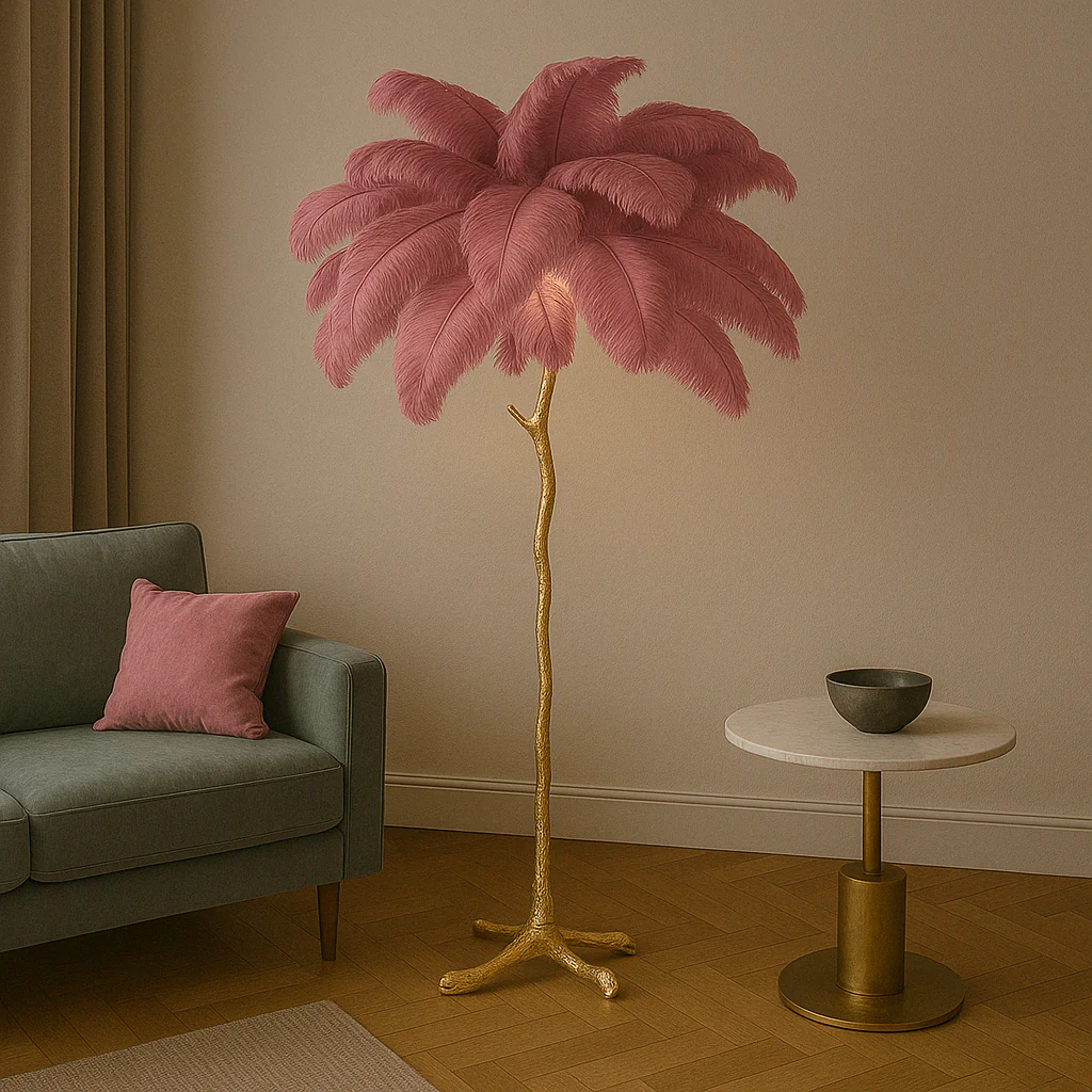 Elegant Feather Floor Lamp for Living Room - Modern Ambient Lighting - Image 7