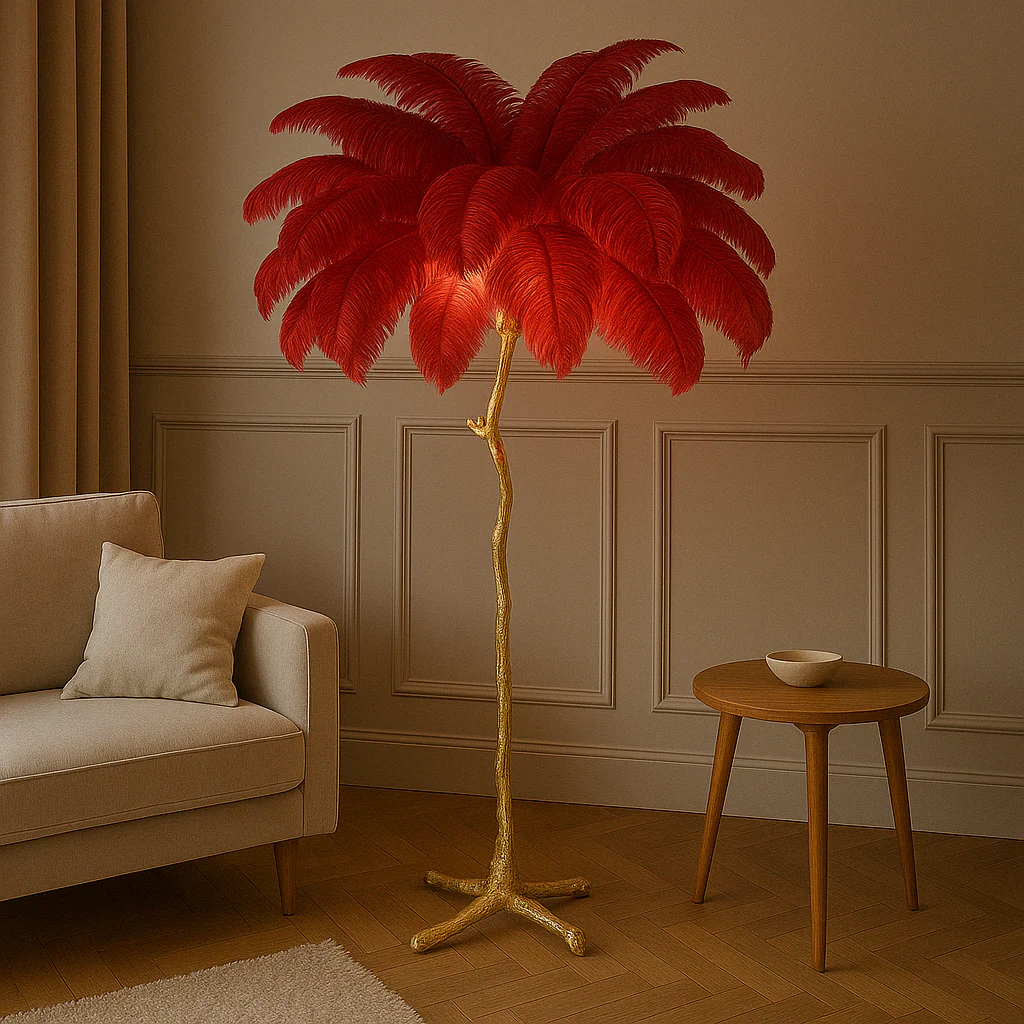 Elegant Feather Floor Lamp for Living Room - Modern Ambient Lighting - Image 8