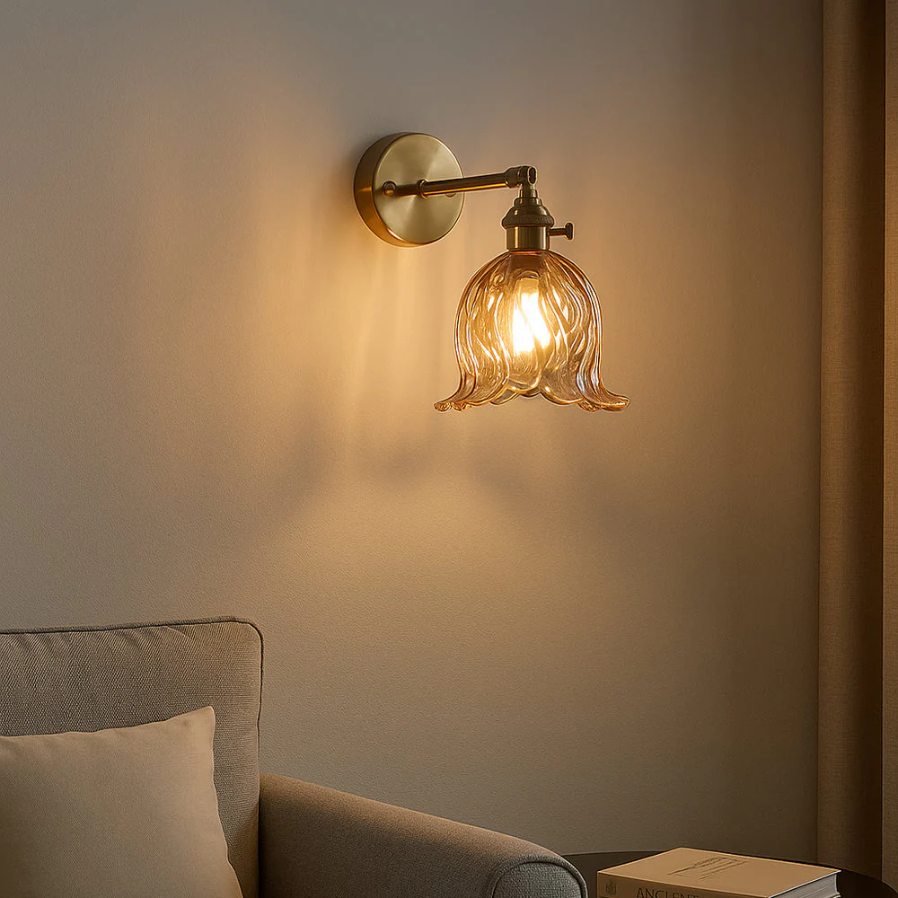 Flower Glass Wall Light - Elegant Floral Sconce - Image 3