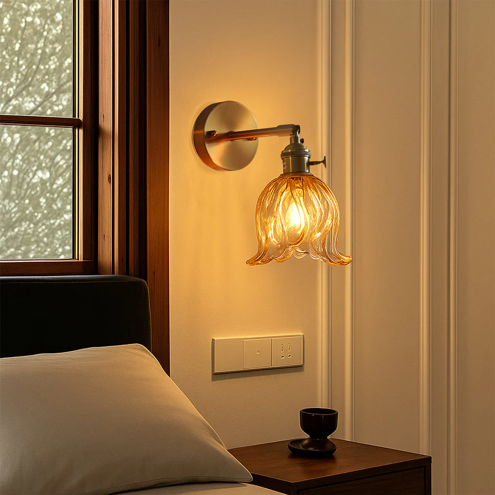 Flower Glass Wall Light - Elegant Floral Sconce - Image 9