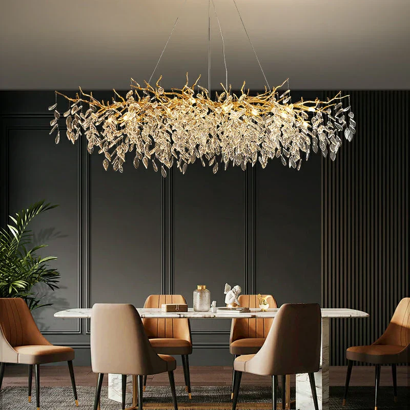 French-Inspired Glass Chandelier with Crystal Droplets