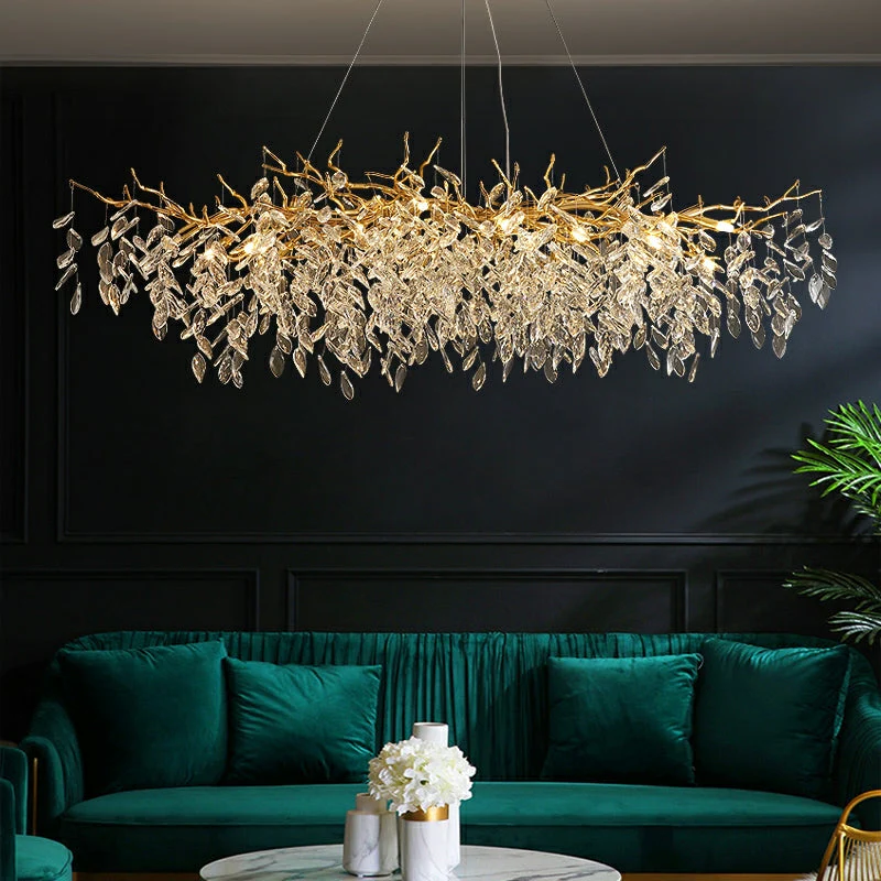 French-Inspired Glass Chandelier with Crystal Droplets - Image 2