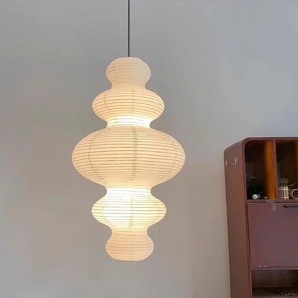 Geometric Multilayer Rice Paper Pendant Light with Warm Glow - Image 4