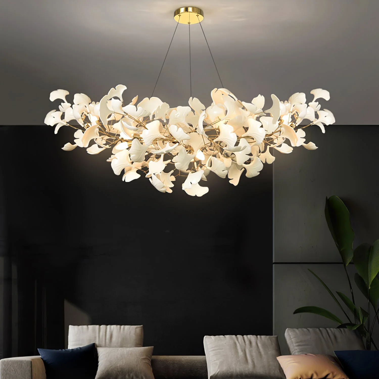 Ginkgo Leaf Chandelier - Modern Pendant Light, Handcrafted