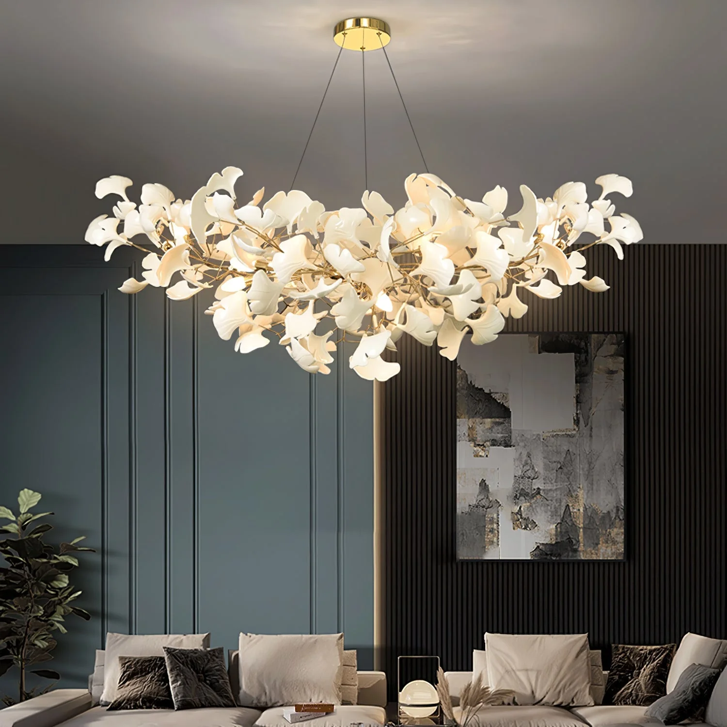 Ginkgo Leaf Chandelier - Modern Pendant Light, Handcrafted - Image 3