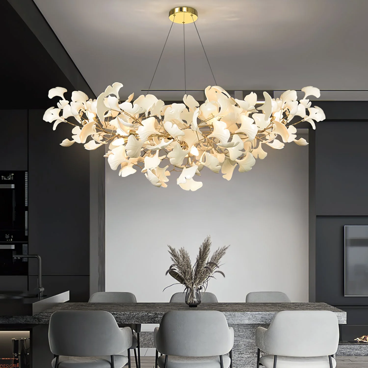Ginkgo Leaf Chandelier - Modern Pendant Light, Handcrafted - Image 4