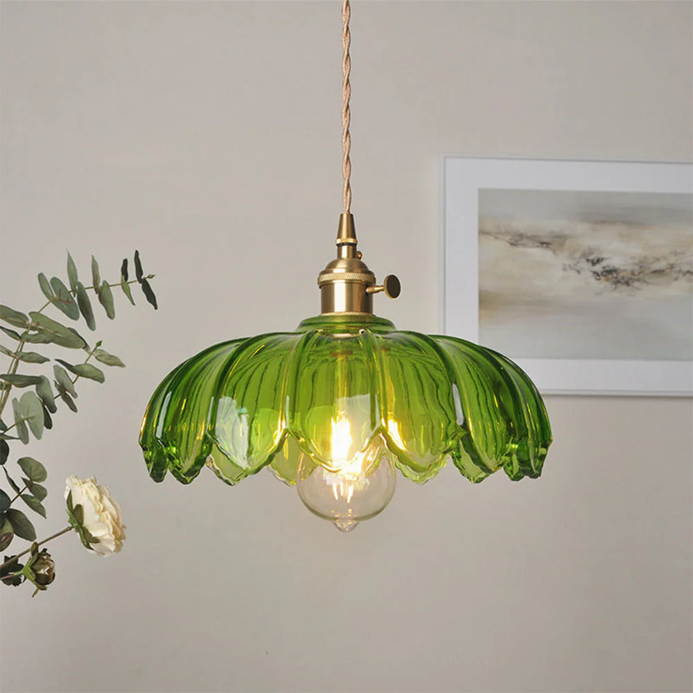 Glass Flower Pendant Light - Handcrafted Bloom with Soft Glow