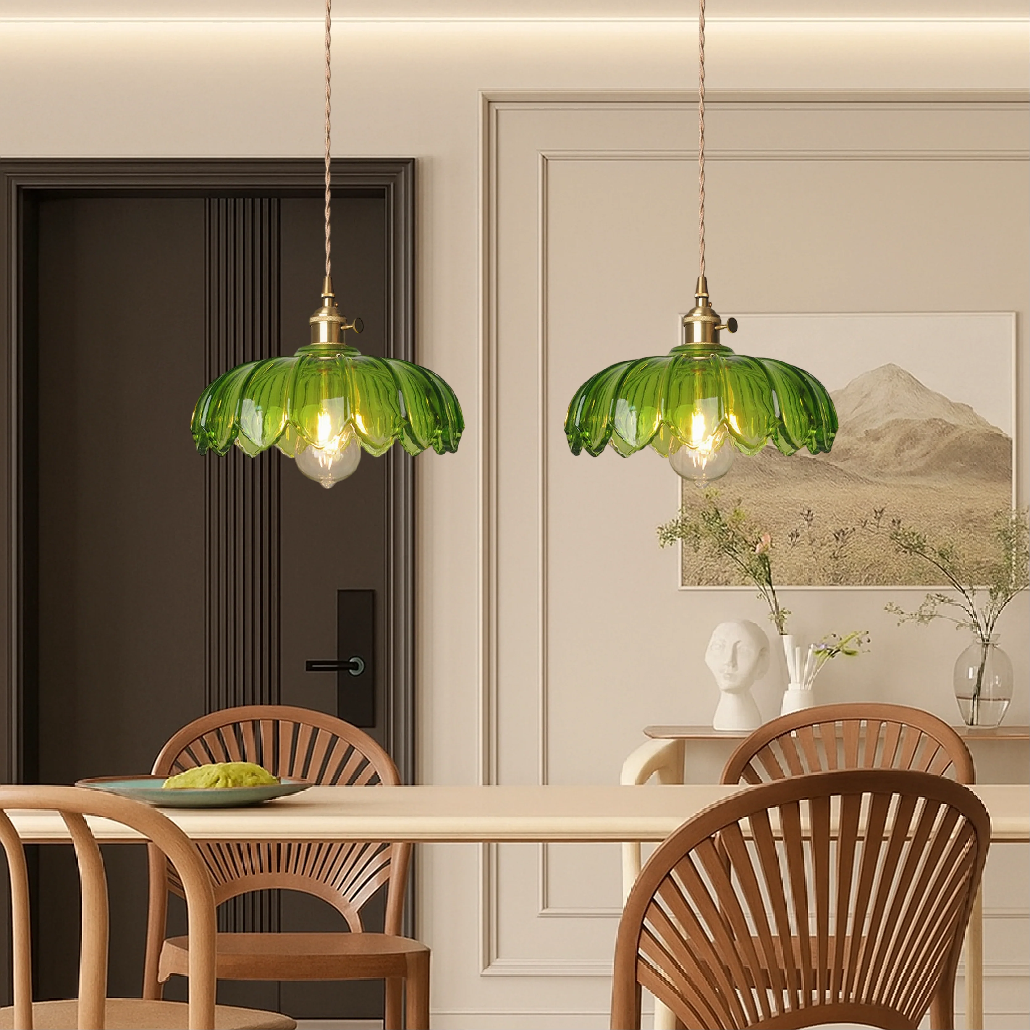 Glass Flower Pendant Light - Handcrafted Bloom with Soft Glow - Image 2