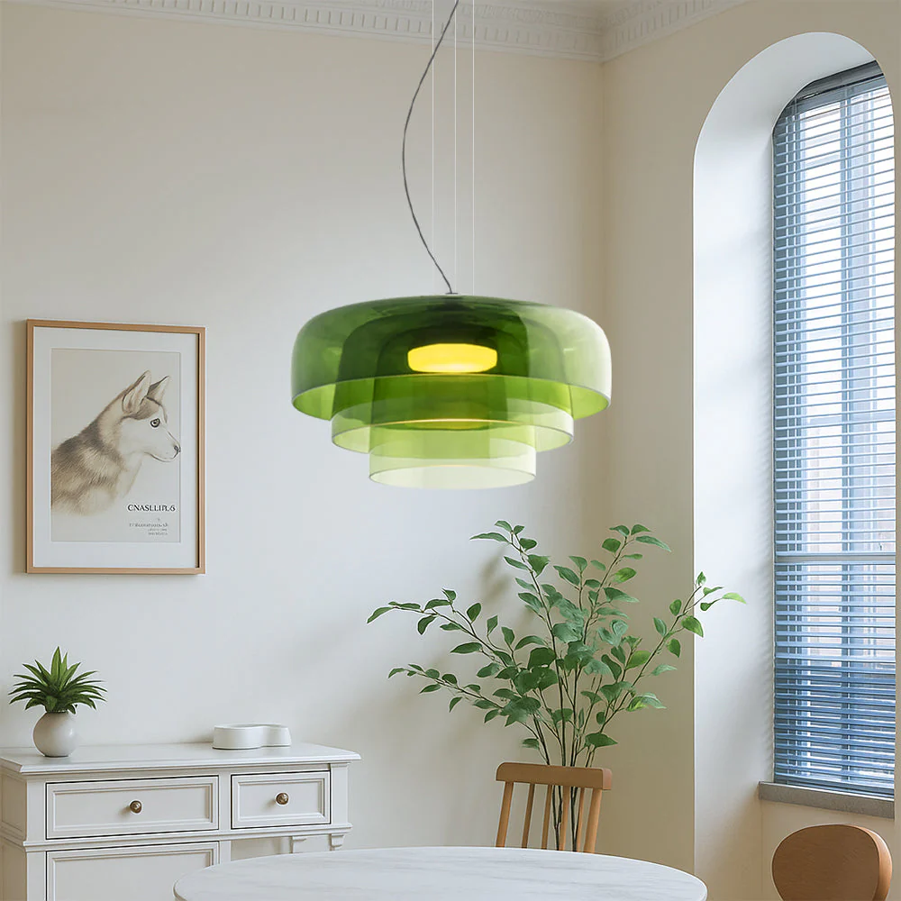Glass Pendant Light - Modern Clear Fixture for Kitchen Island