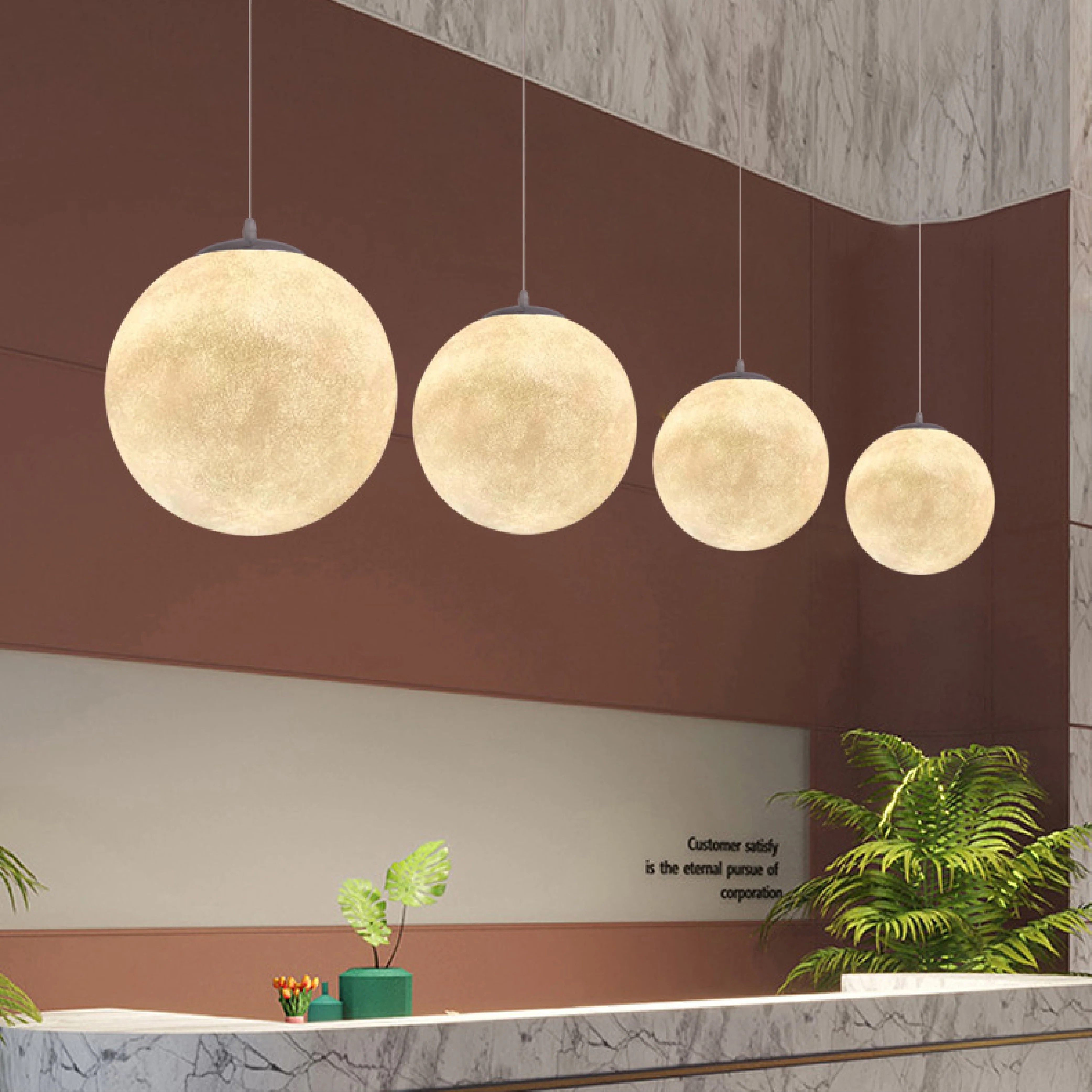 Lunar Pattern Pendant Light with Ambient Glow - Image 12