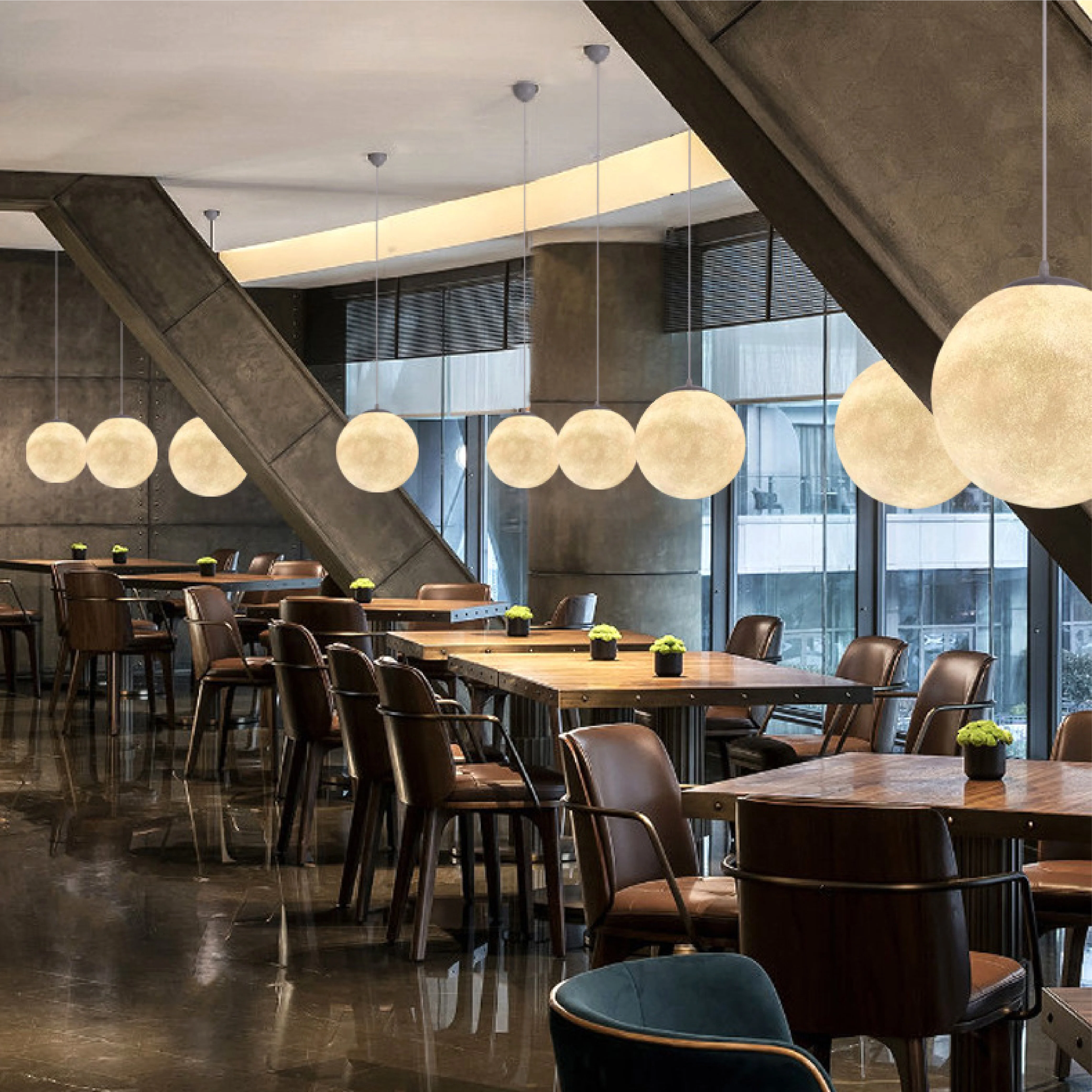 Lunar Pattern Pendant Light with Ambient Glow - Image 2