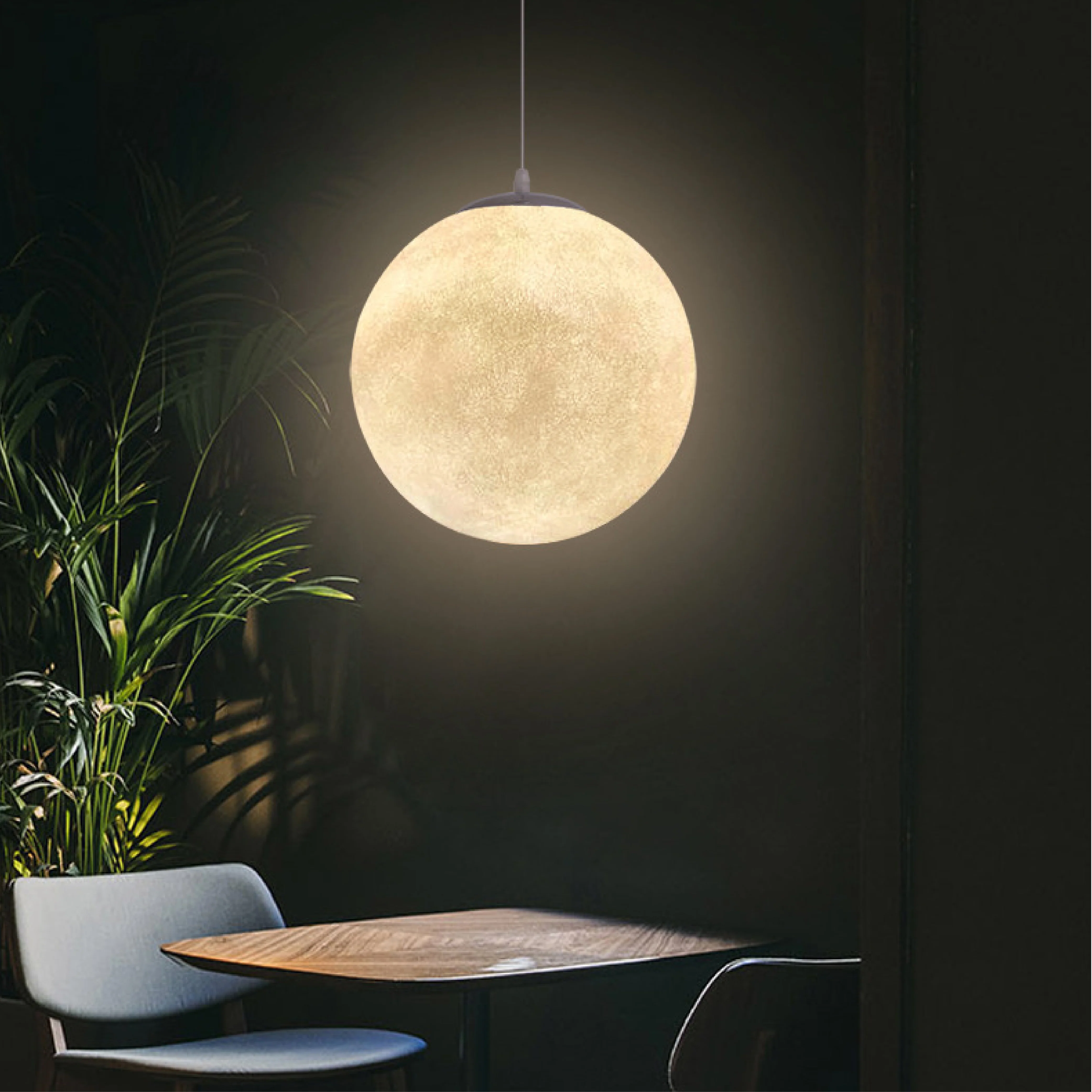 Lunar Pattern Pendant Light with Ambient Glow - Image 5
